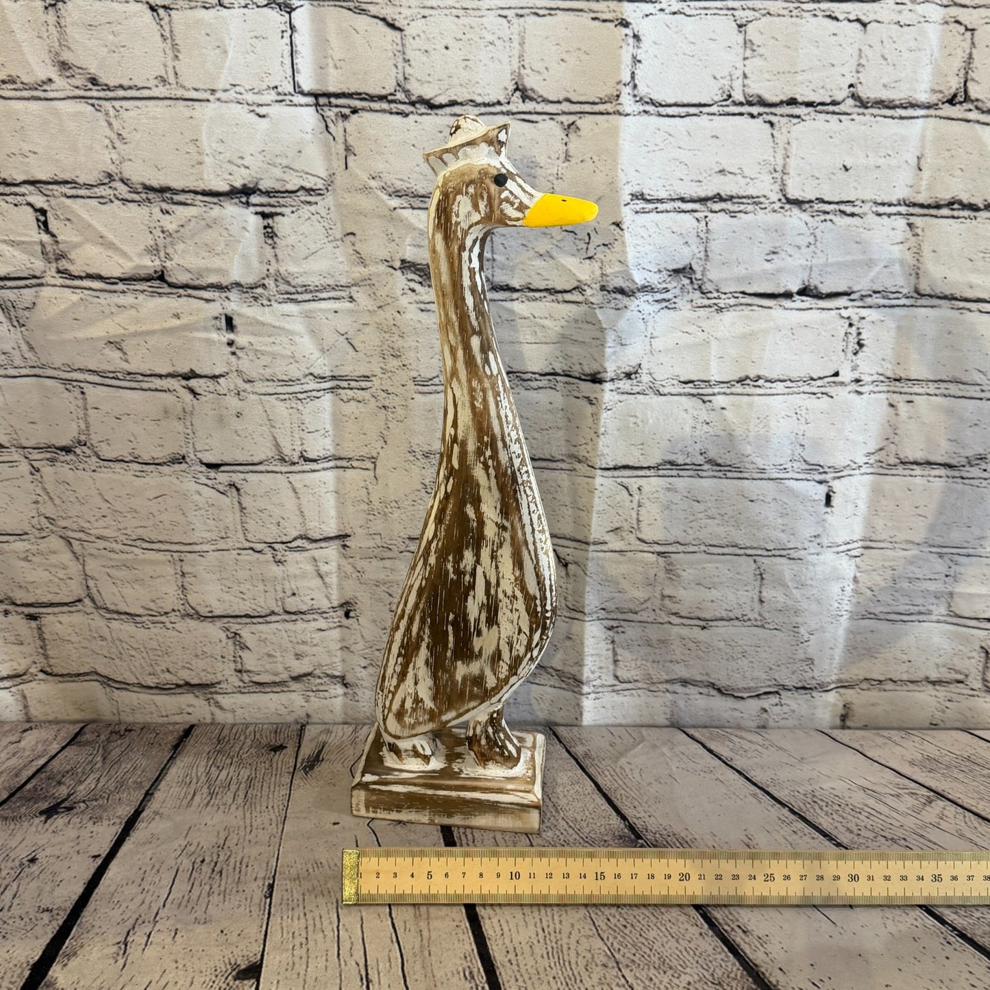 Looking Forward 45cm Tall Wooden Brown Duckling Baby Duck Shabby Wood Fairtrade6