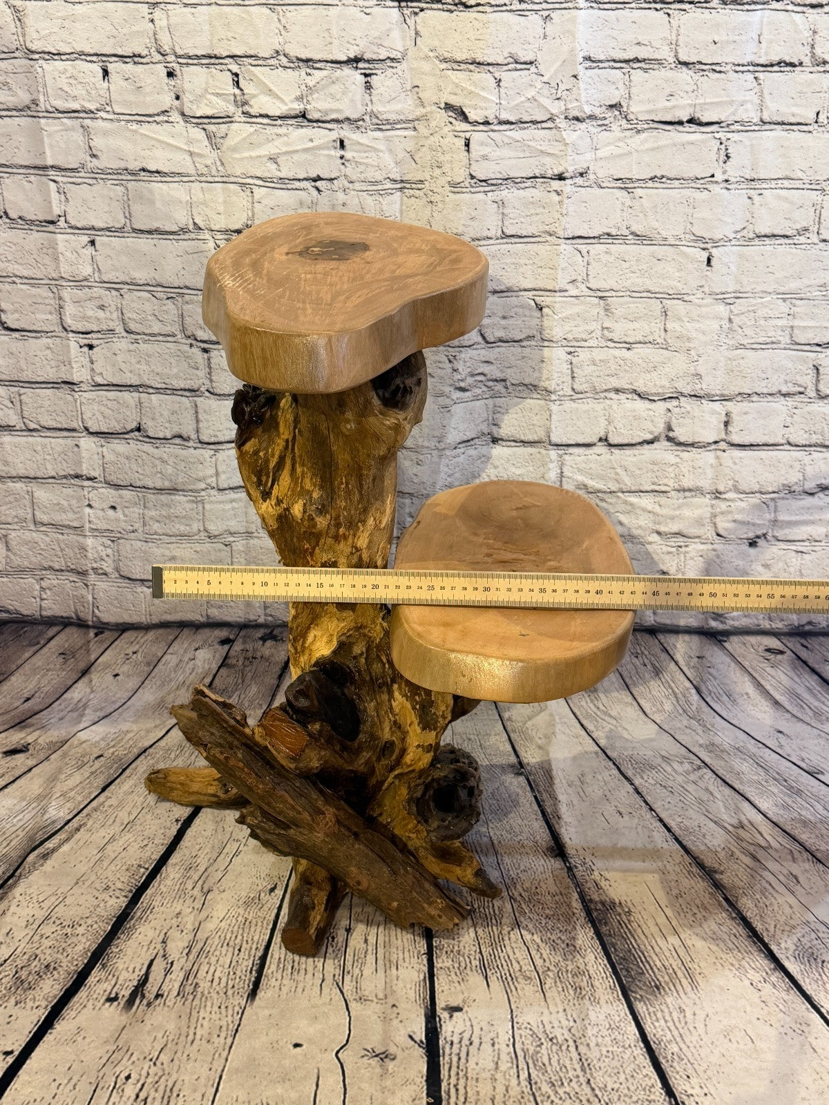 60cm x 40cm Double Wooden Coffee Root Sculpture Garden Teak Root Ornament Carved5