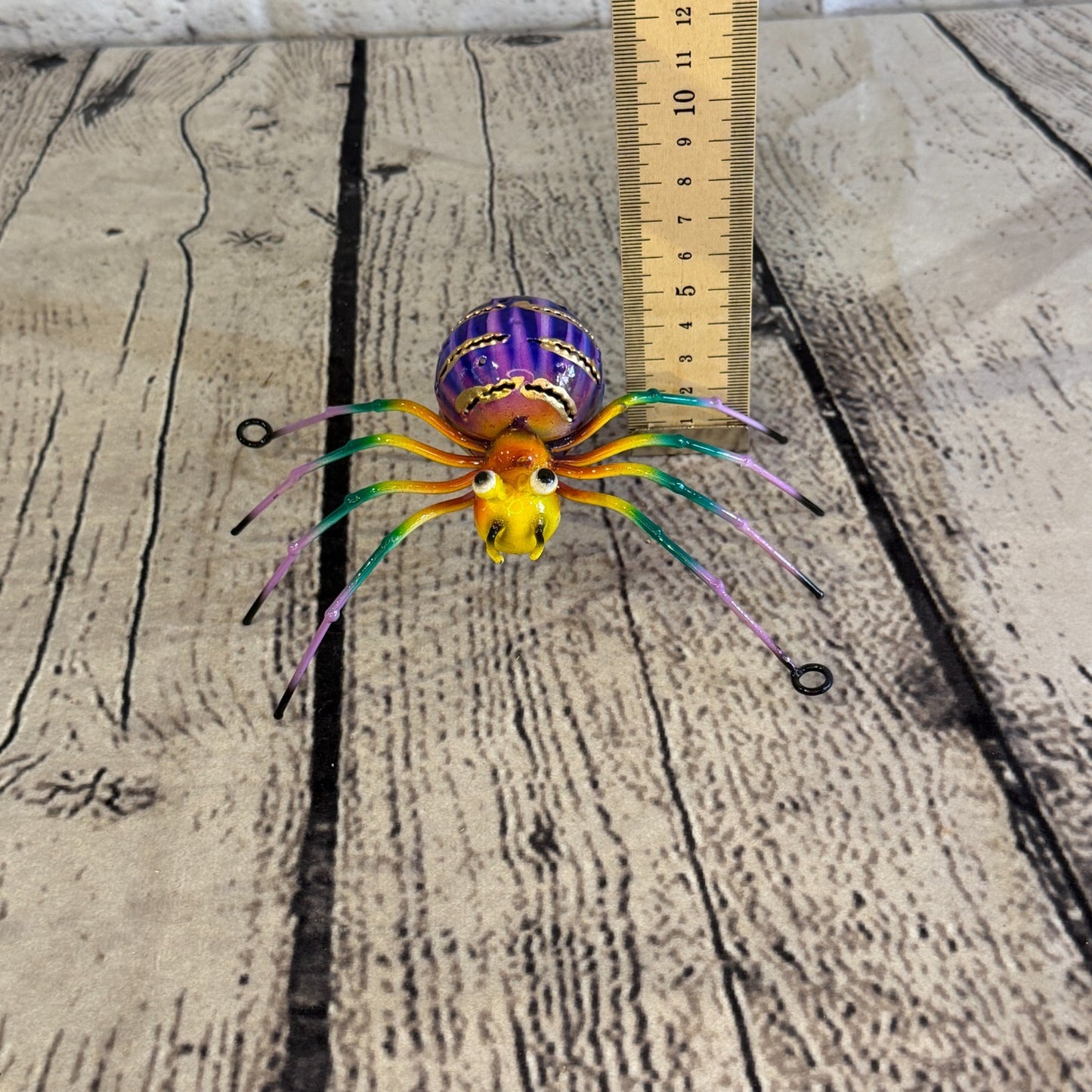 15cm x 10cm Small Colourful Purple Spider Metal Tin Standing Ornament Statue5