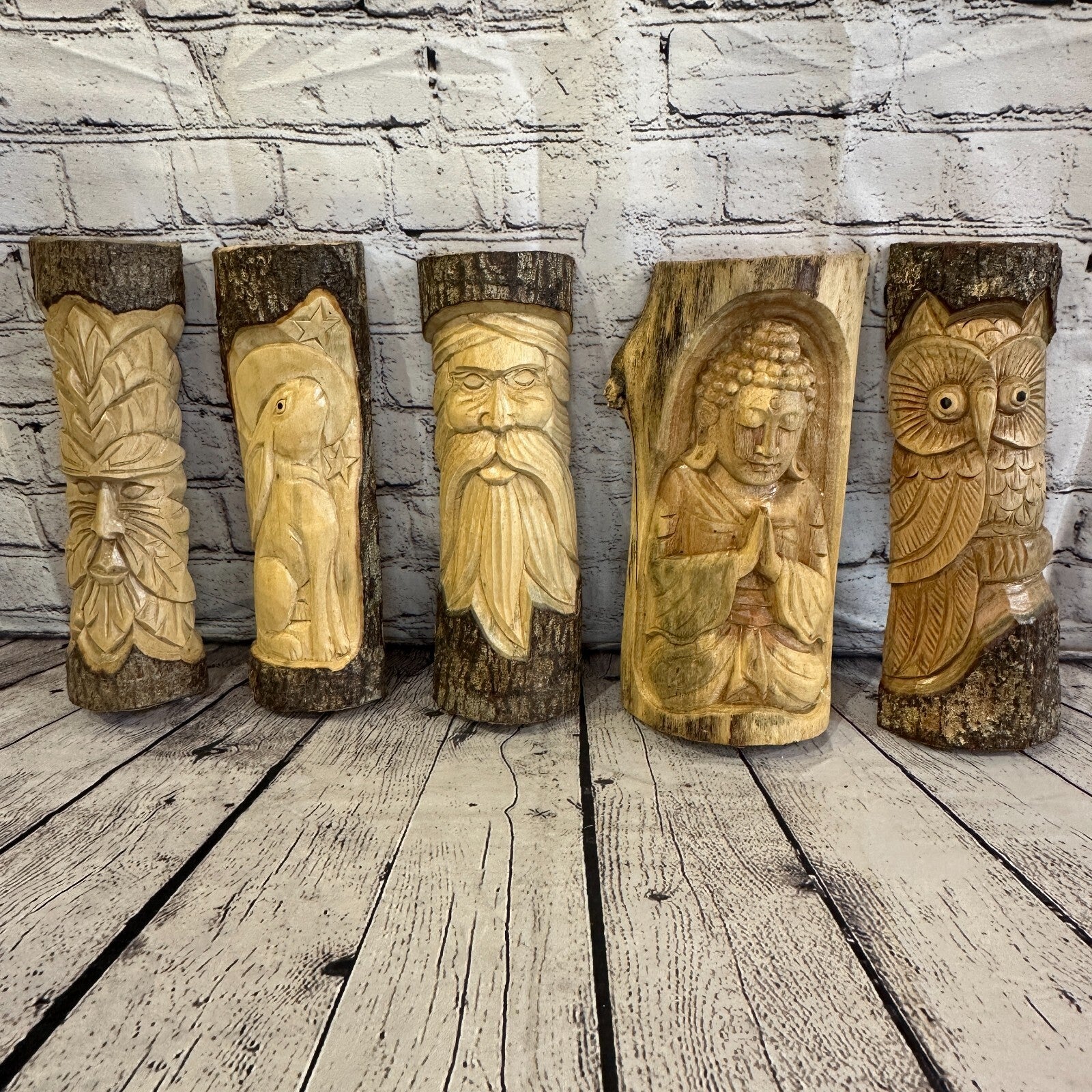 Barn Owl Of The Woods 30cm Hand Carved Wizard Tree Trunk Wood Fairtrade10