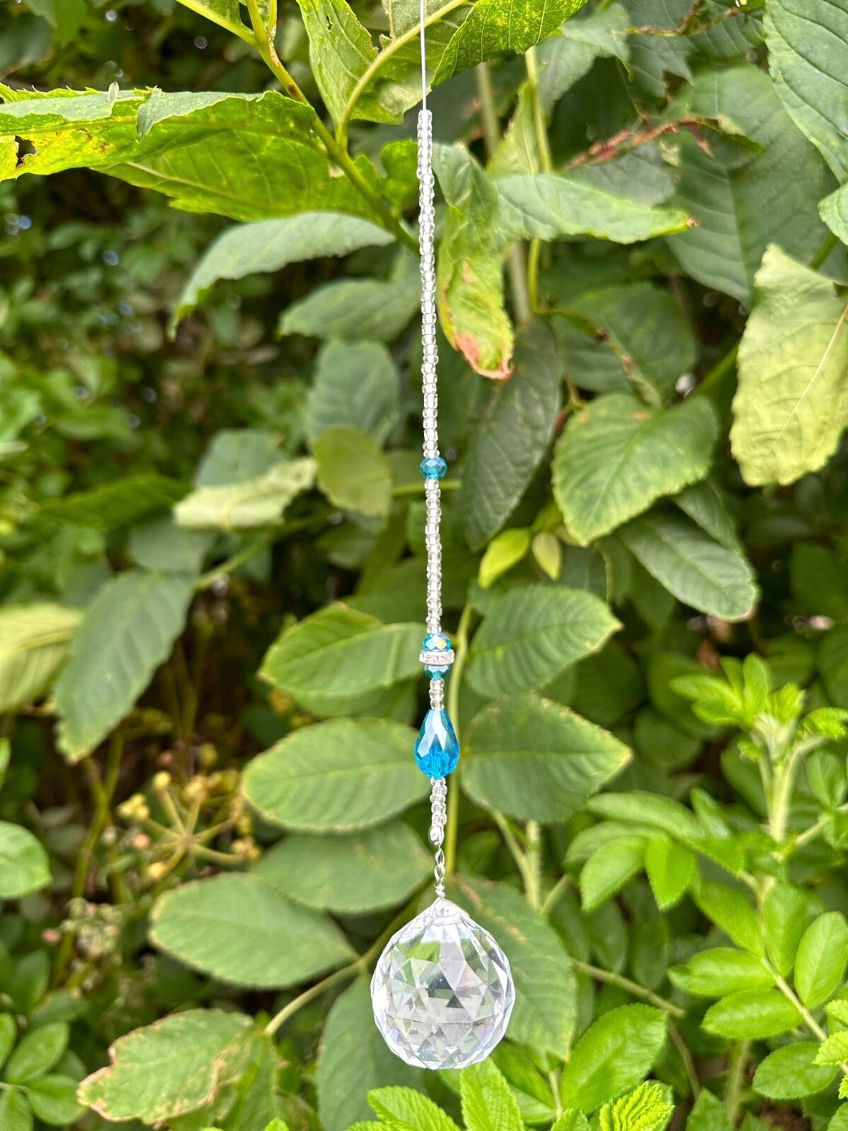 DIY Blue Round Light Catcher Kit Window Garden Wall Hanging Wind Chime2