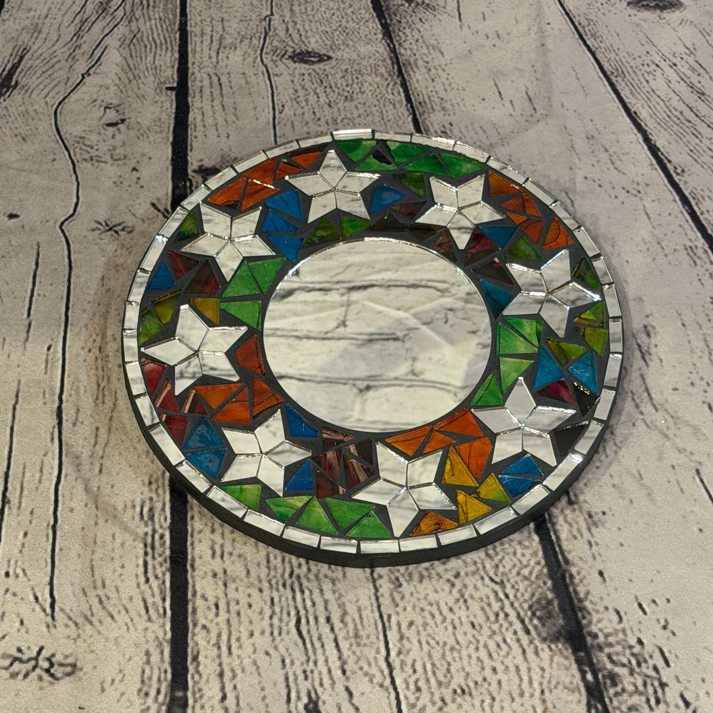 Rainbow Star Black Mosaic Tile Wall Mirror 20cm x 20cm 8 Inches Handmade2