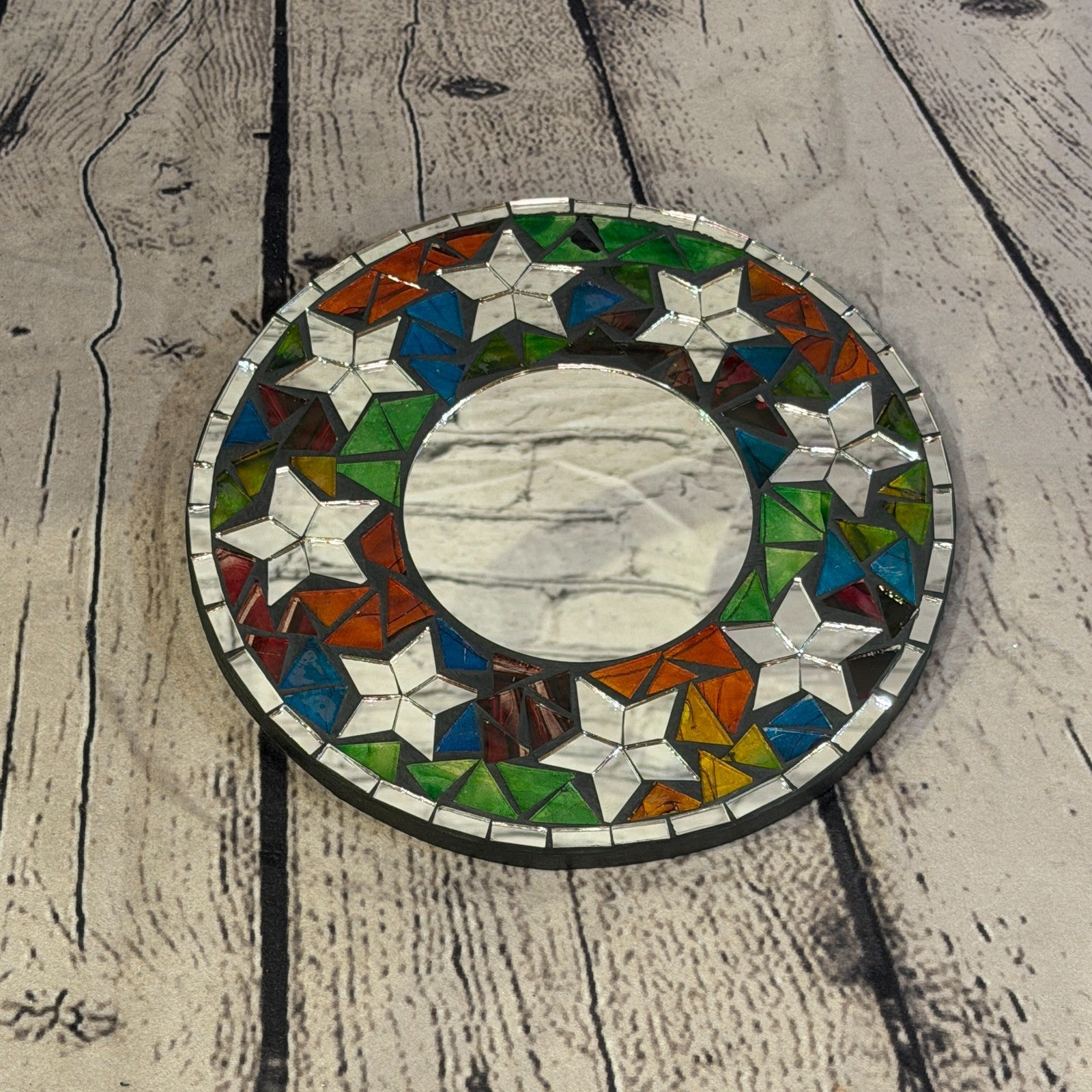 Rainbow Star Black Mosaic Tile Wall Mirror 20cm x 20cm 8 Inches Handmade2