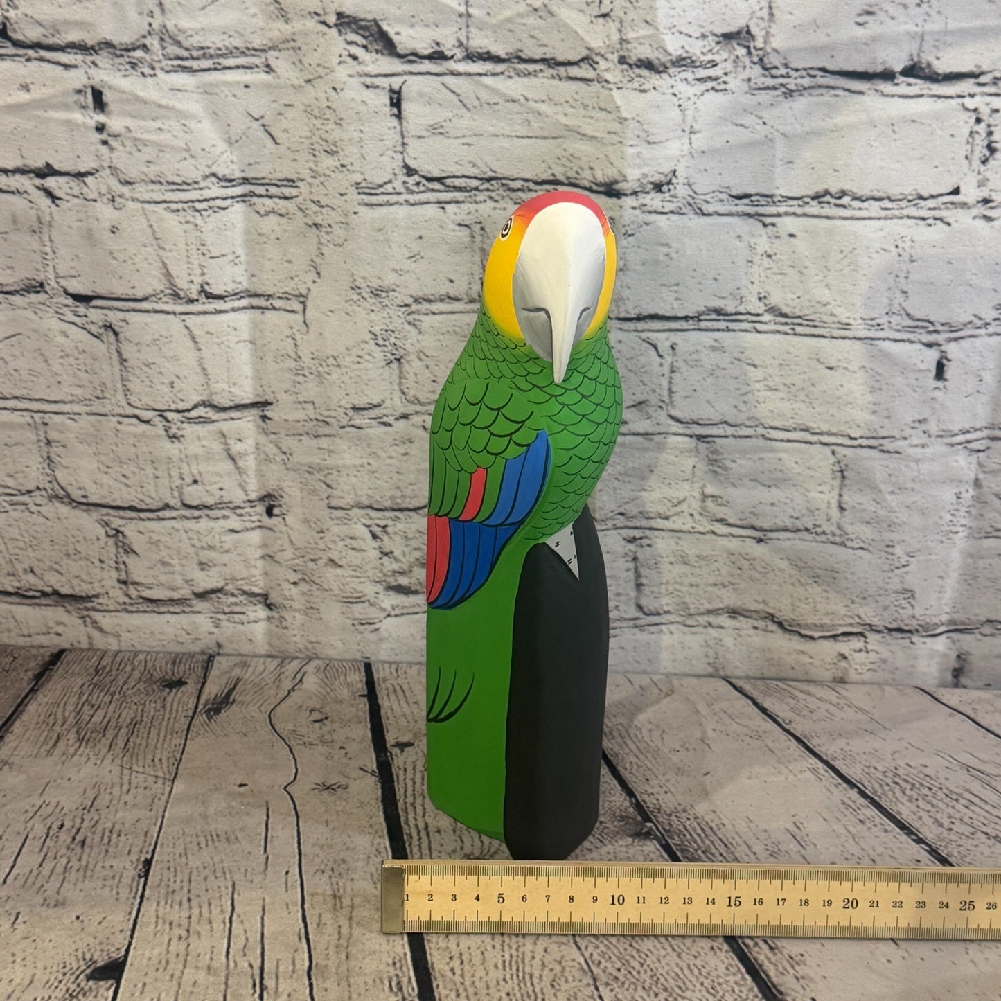 30cm Bright Green Parrot Bird Ornament Statue Fair Trade Hand Made Carved Wood7