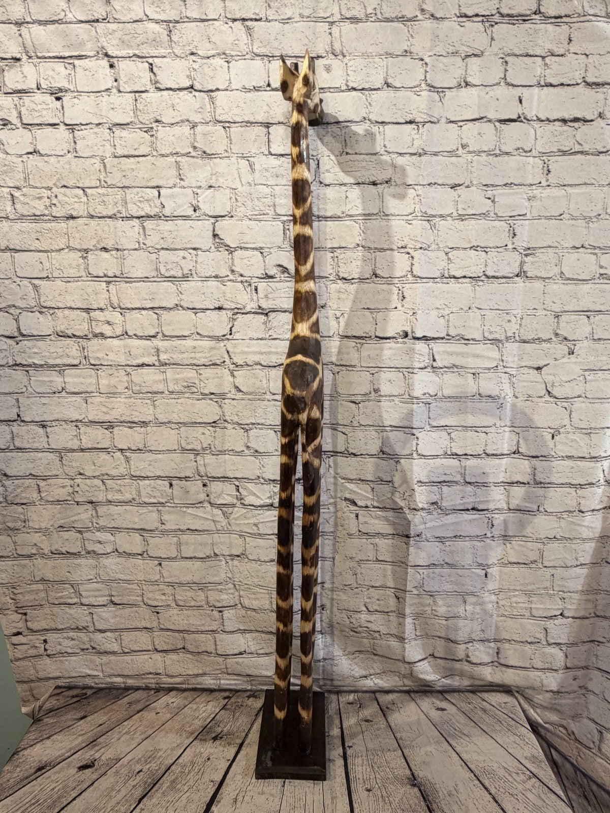120cm Burnt Wooden Giraffe Standing Single Carved Solid Wood Giraffe Handmade4