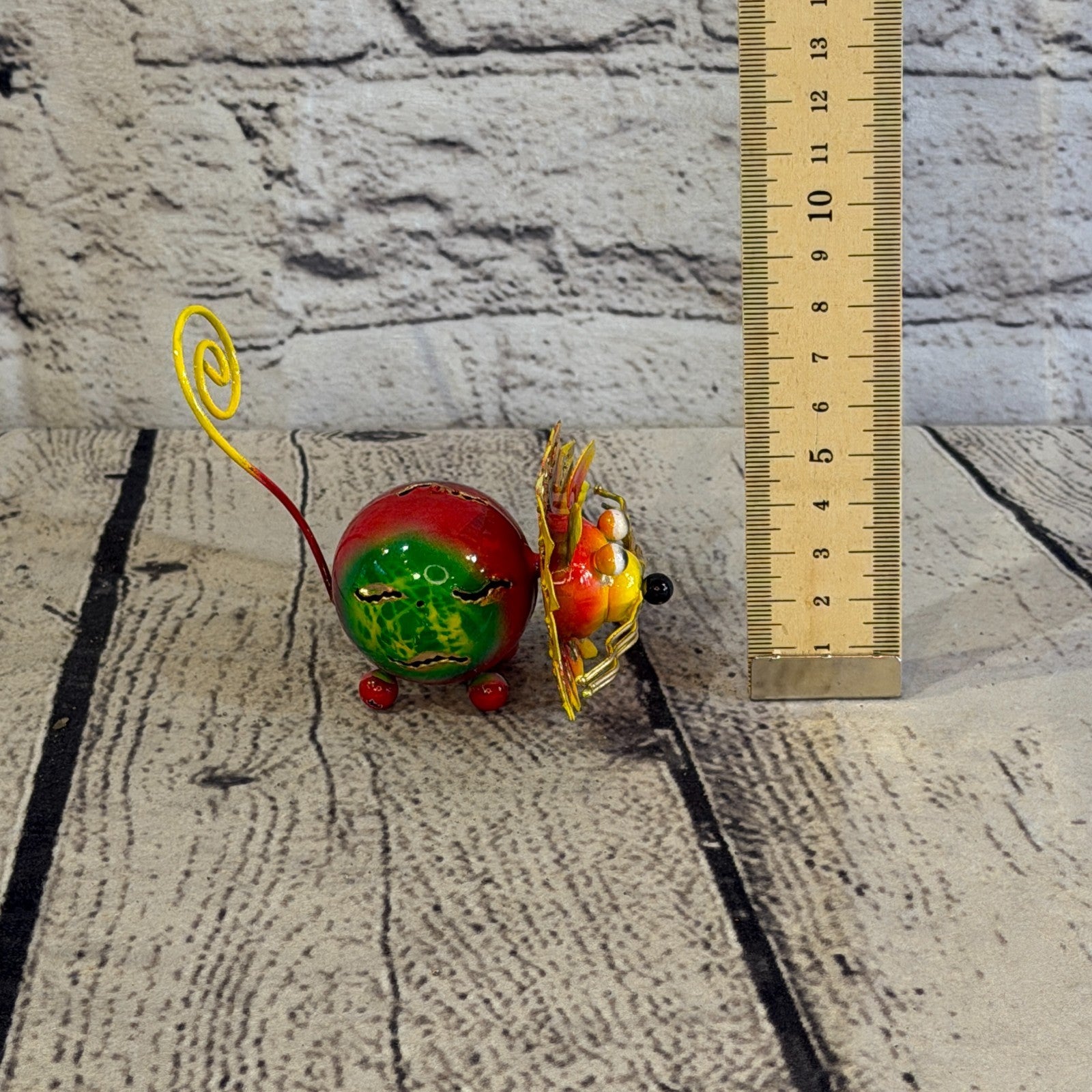 8cm x 8cm Colourful Tiger Green Metal Tin Standing Ornament Statue5