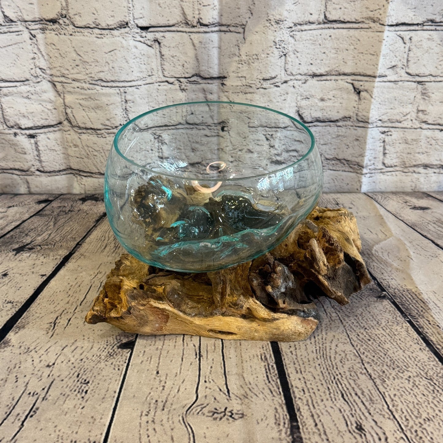 15cm Tall Friut Bowl Colour Melted Glass Wood Decorative Vase Glass Sculpture0