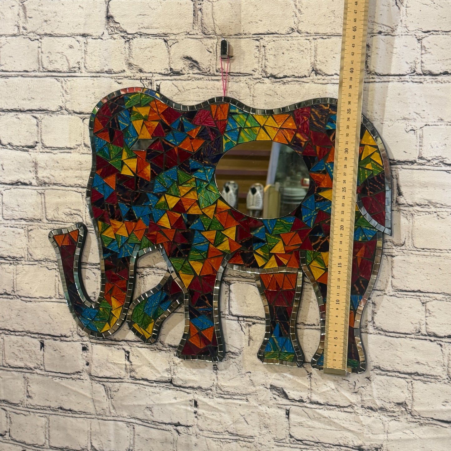 Rainbow Standing Elephant Mosaic Tile Wall Mirror 50cm x 35cm Handmade New4
