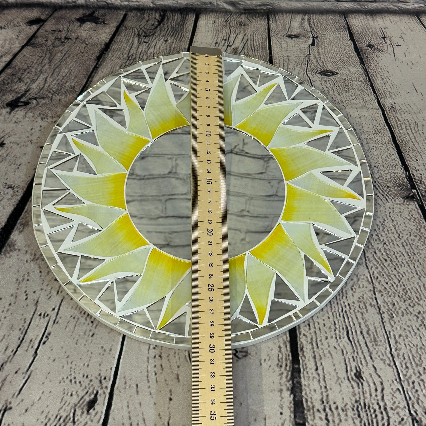 White Sun Flame Mosaic Tile Wall Mirror 30cm x 30cm 12 Inches4