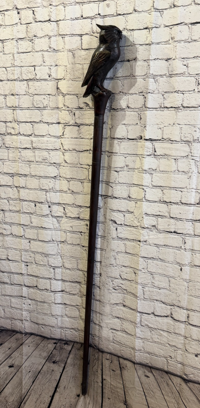 Owl Carving 140cm Tribal African Walking Stick Staff Cane Hand Carved Dark Wood3