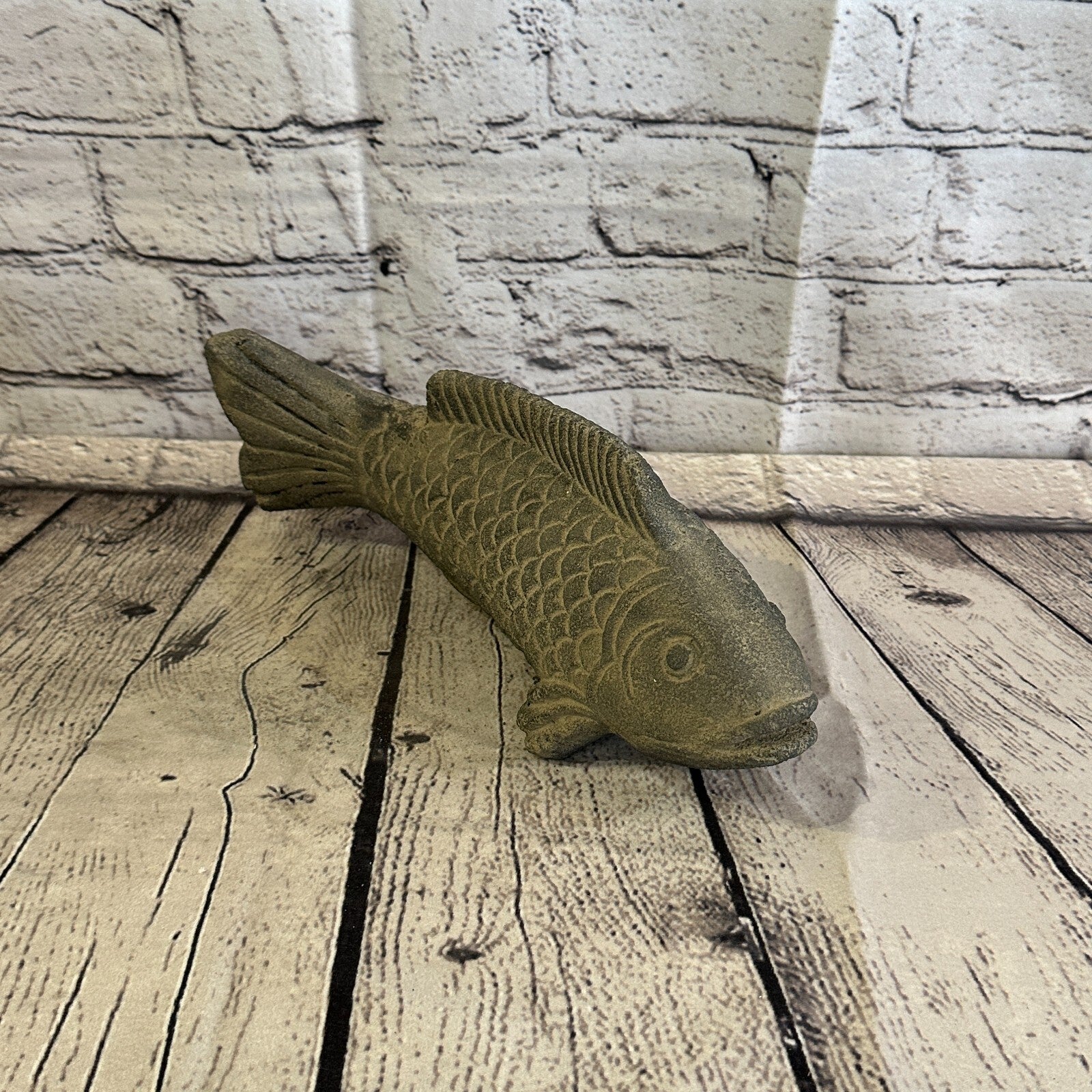 Koi Fish Carp Stone Garden 25cm x 10cm Ornament Outdoor Indoor Statue Hindu1