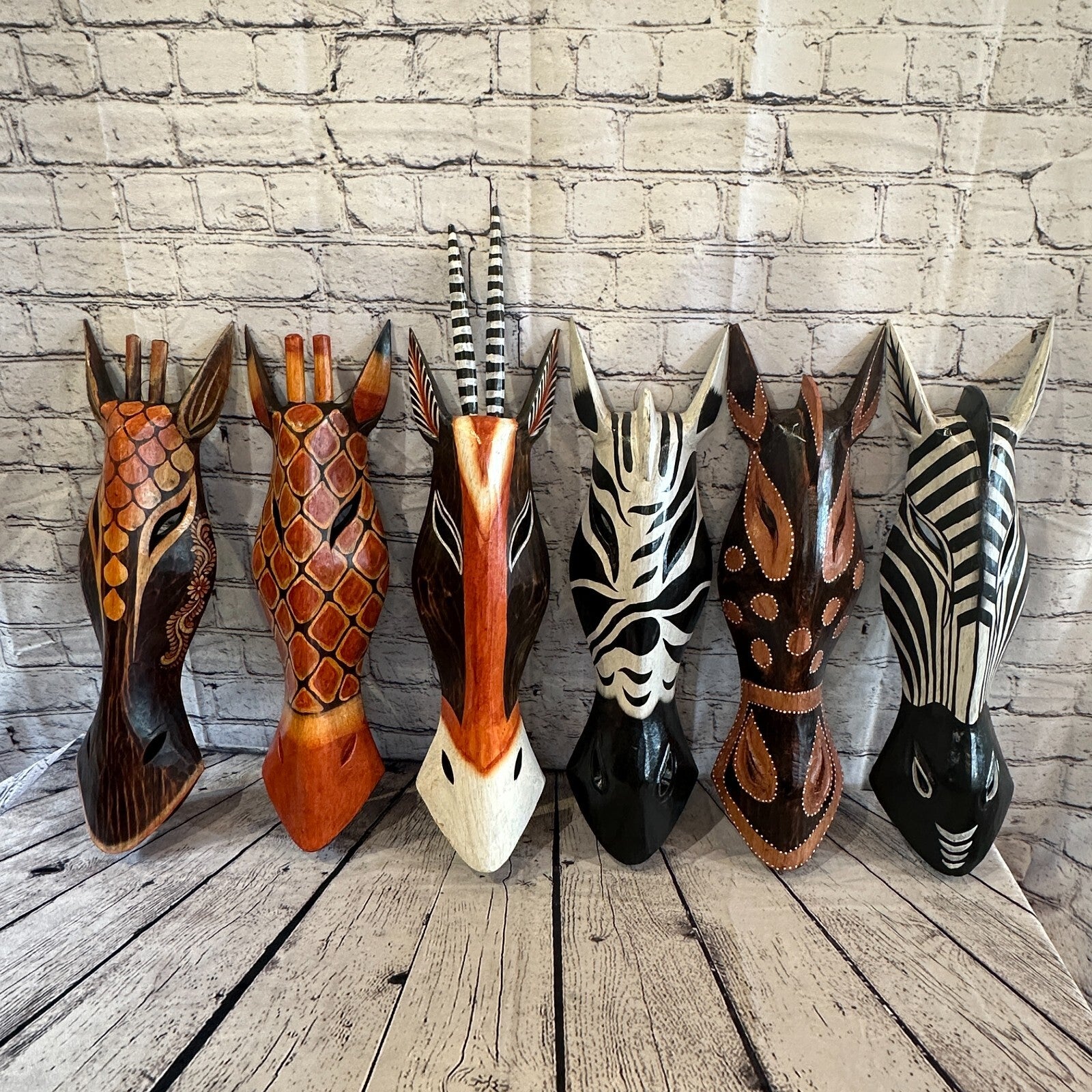 50cm Zebra Brown Hand Carved Fair Trade Wooden Animal Wall Art Wall Hang Mask6