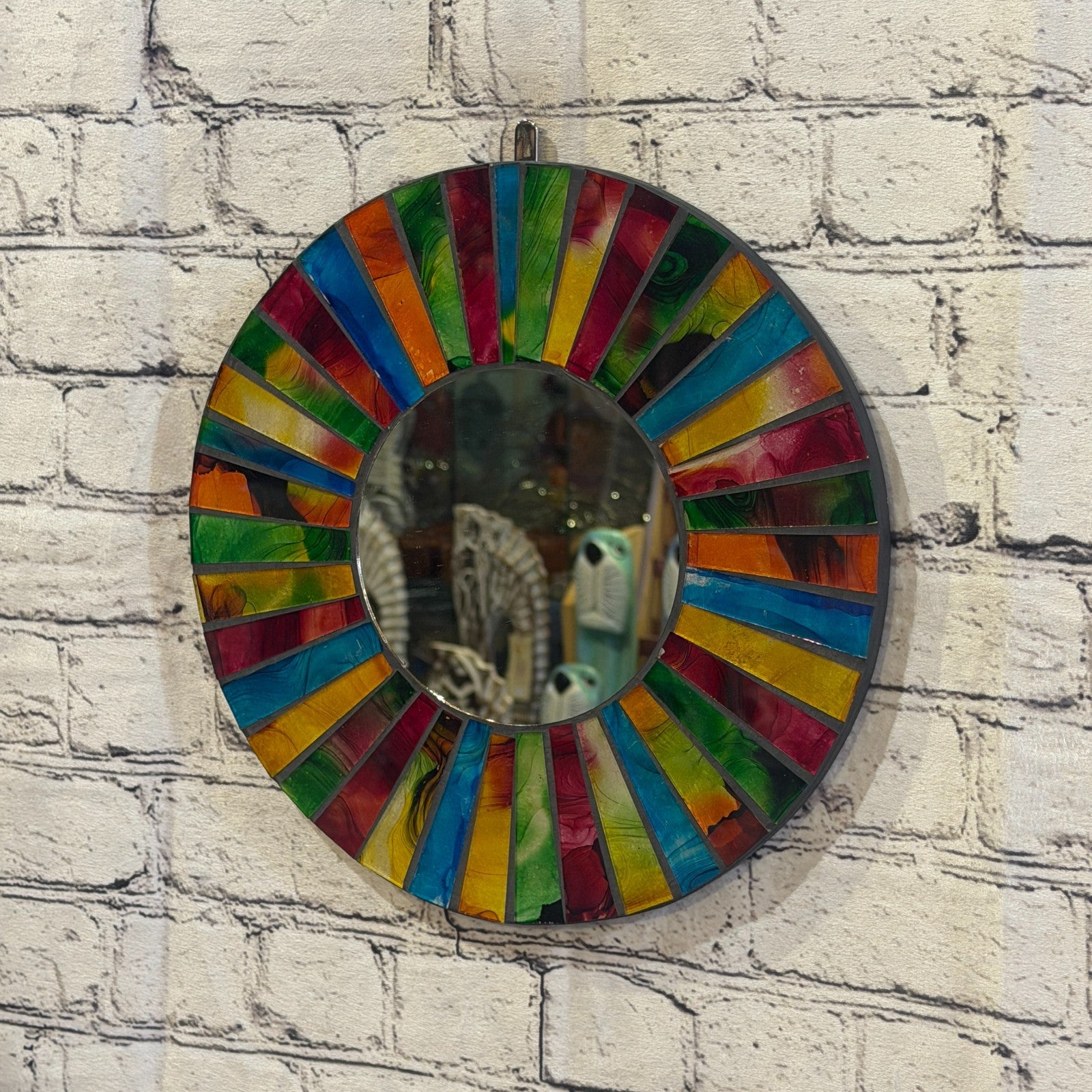 Rainbow Line Black Mosaic Tile Wall Mirror 30cm x 30cm 12 Inches Handmade1