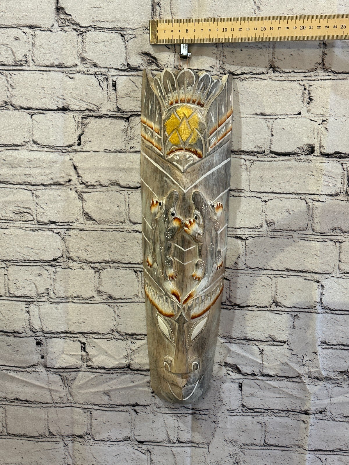 50cm Light Grey Gecko Hand Carved Fair Trade Wooden Animal Wall Art Hang Mask4