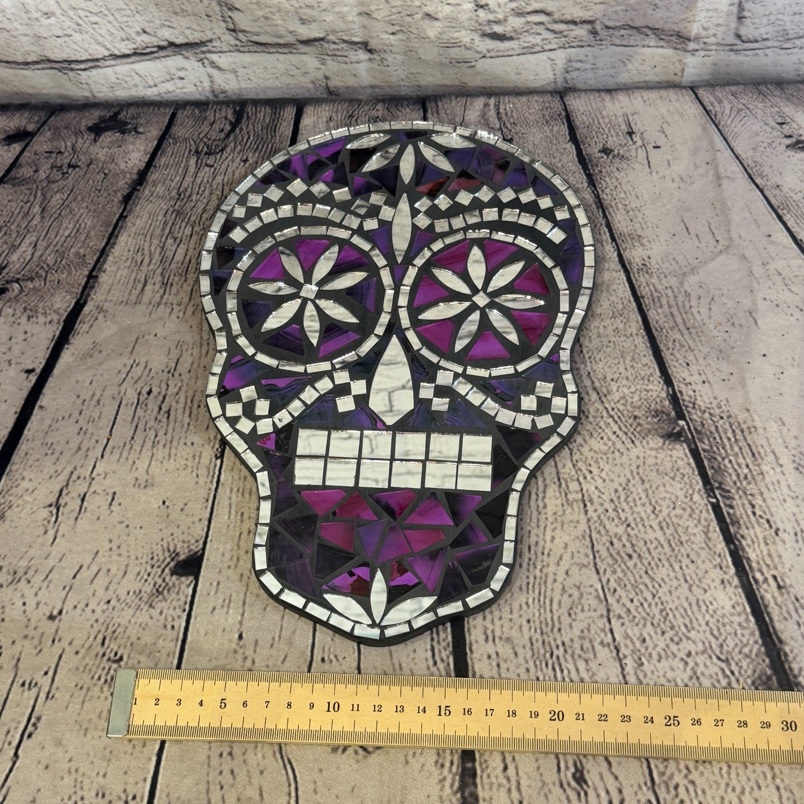 Purple Skull Mosaic Tile Wall Mirror 30cm x 20cm 12 Inches Handmade New4