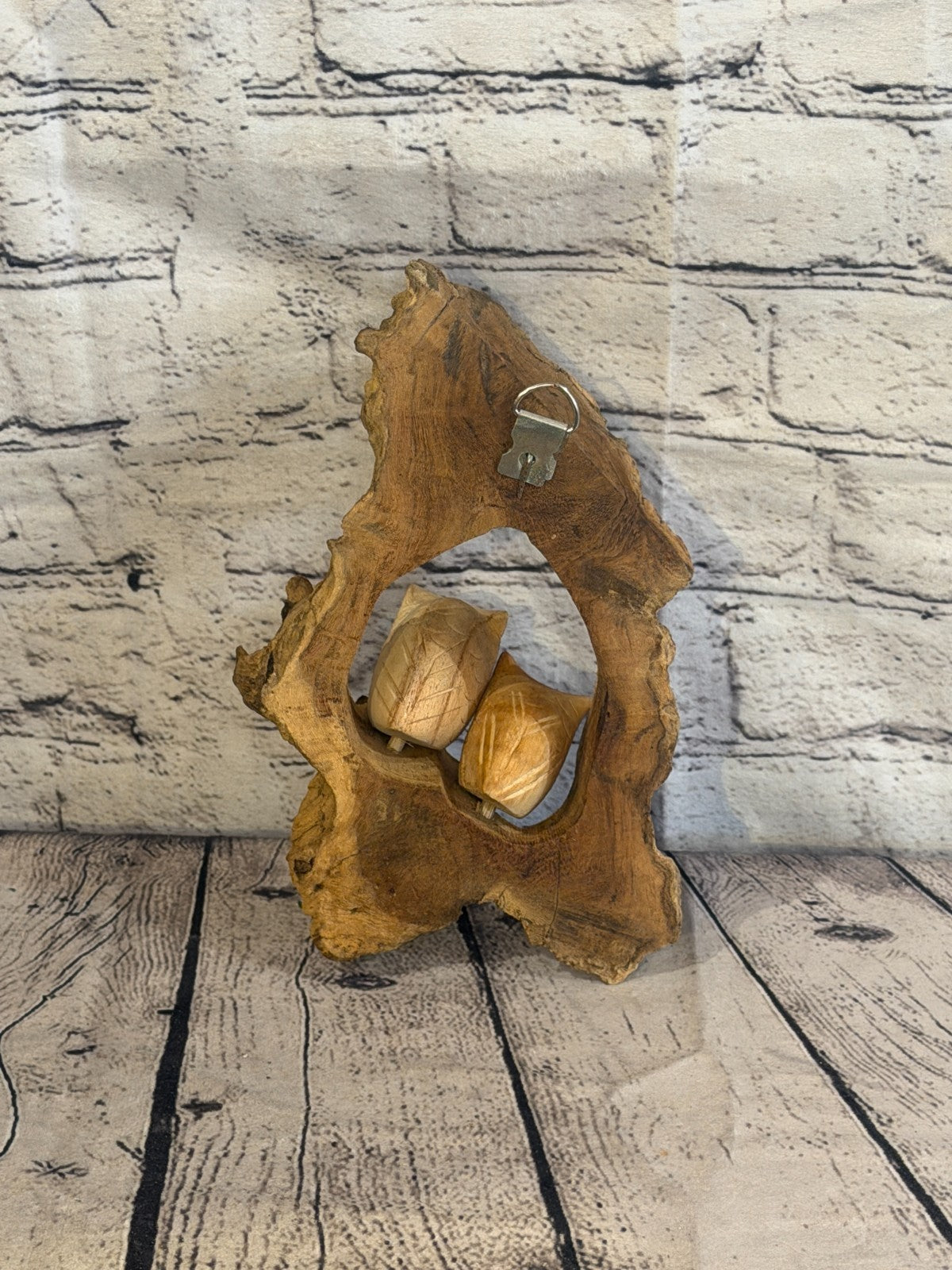 20cm Owl Wall Art Mushroom Parasite Wood Ornament Natural Carving Wooden6