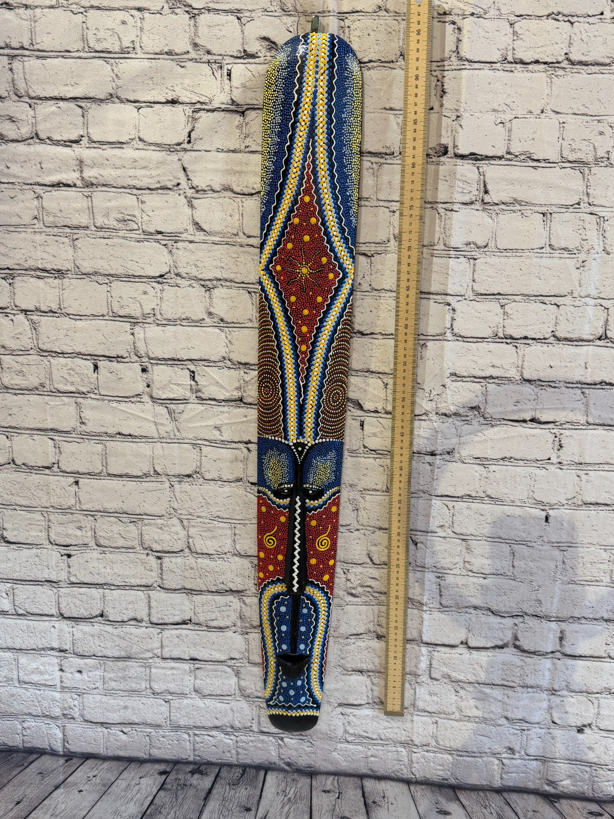 100cm Mask Carved Wooden Dot Painted Ethnic Tribal Tiki Wall Art No 2 New4