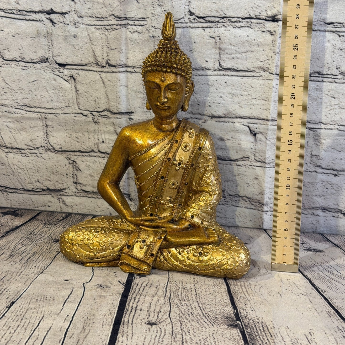 Bronze & Bronze 30cm x 20cm Large Thai Spike Buddha Sitting Statue Resin Hindu5