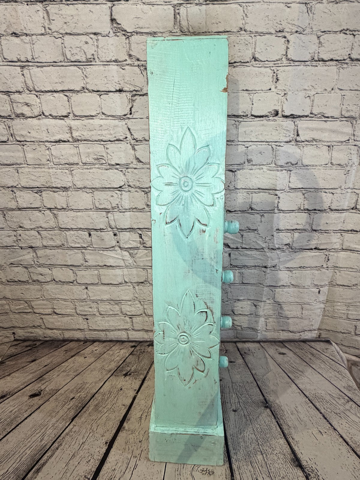 80cm x 30cm Green 3 Draw Pyramid Wooden Side Cabinet Living Storage Furniture3