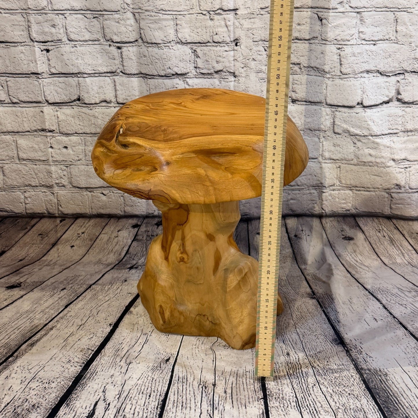 40cm x 30cm Flat Wooden Mushroom Toadstool Sculpture Garden Teak Root Ornament4