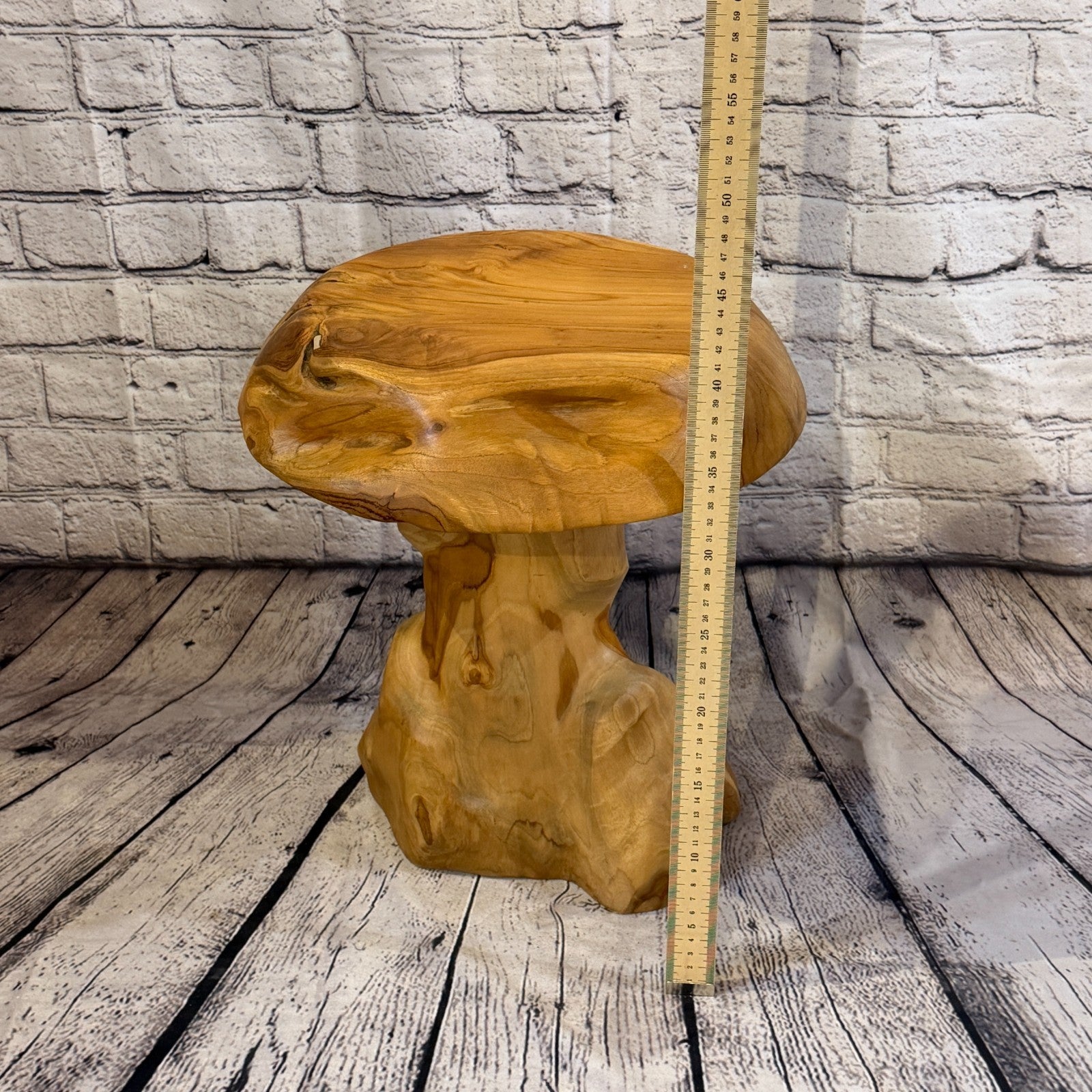 40cm x 30cm Flat Wooden Mushroom Toadstool Sculpture Garden Teak Root Ornament4