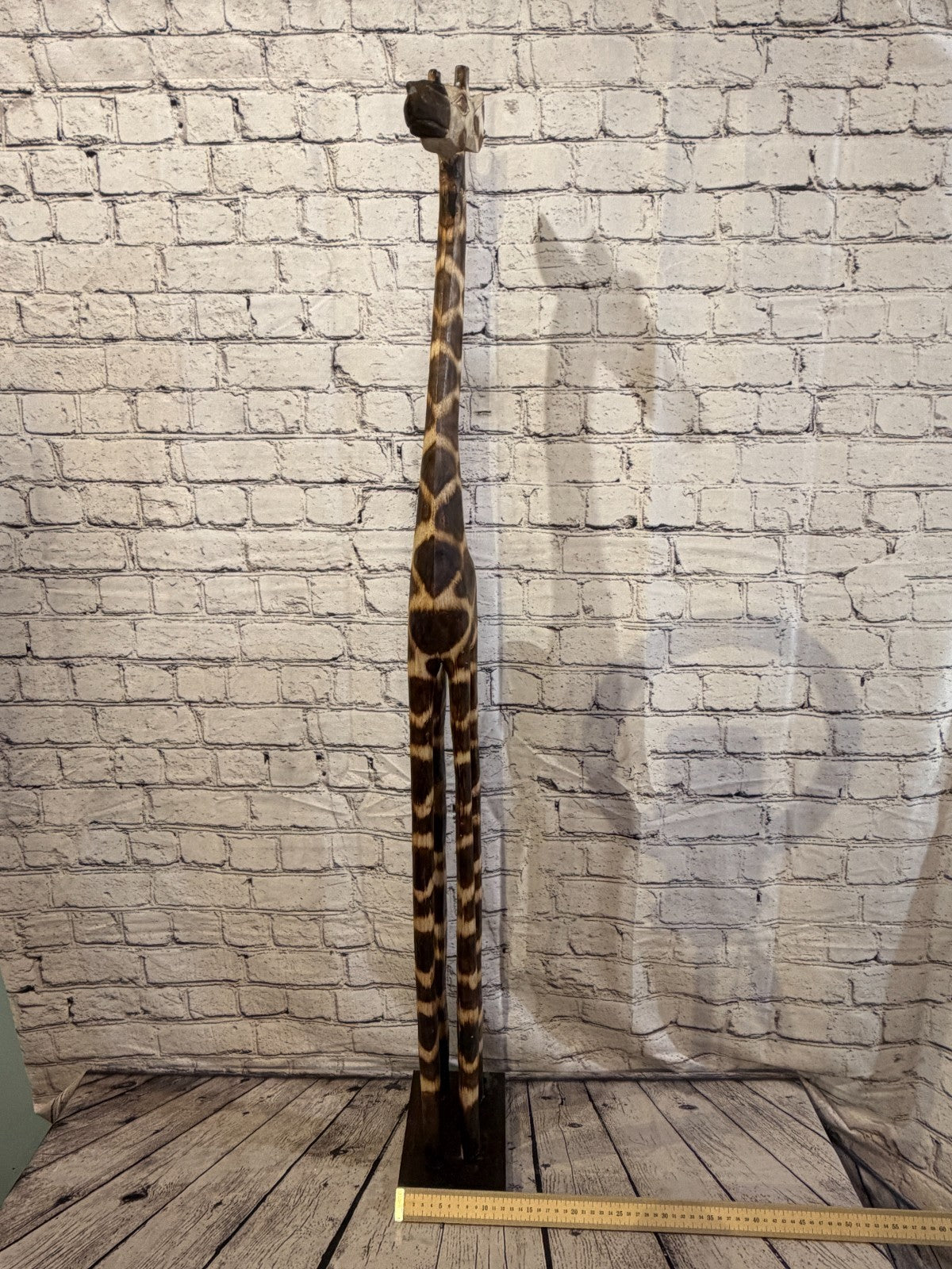 120cm Burnt Wooden Giraffe Standing Single Carved Solid Wood Giraffe Handmade7