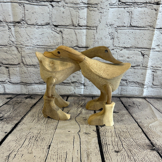 Hugging Ducks 20cm Tall Wooden Hairy Duckling Baby Duck Bamboo Root Fairtrade0