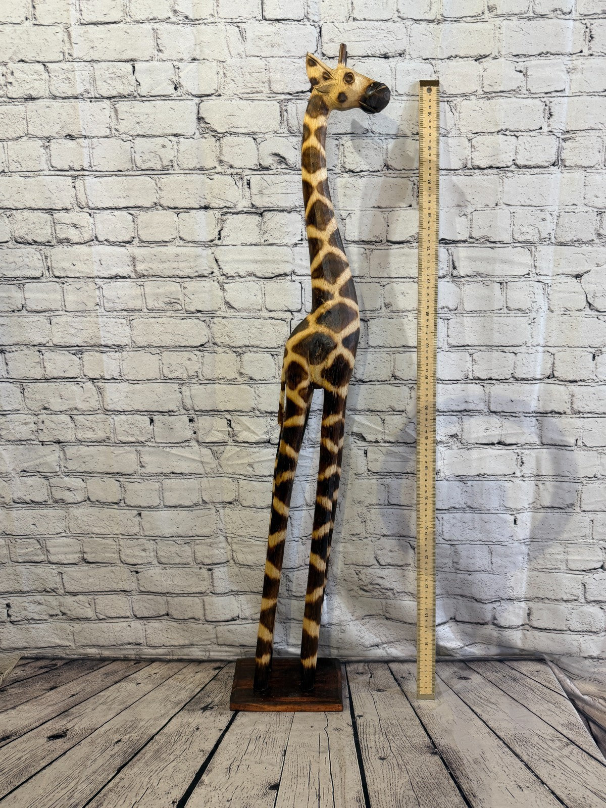 100cm Burnt Wooden Giraffe Standing Single Carved Solid Wood Giraffe Handmade5