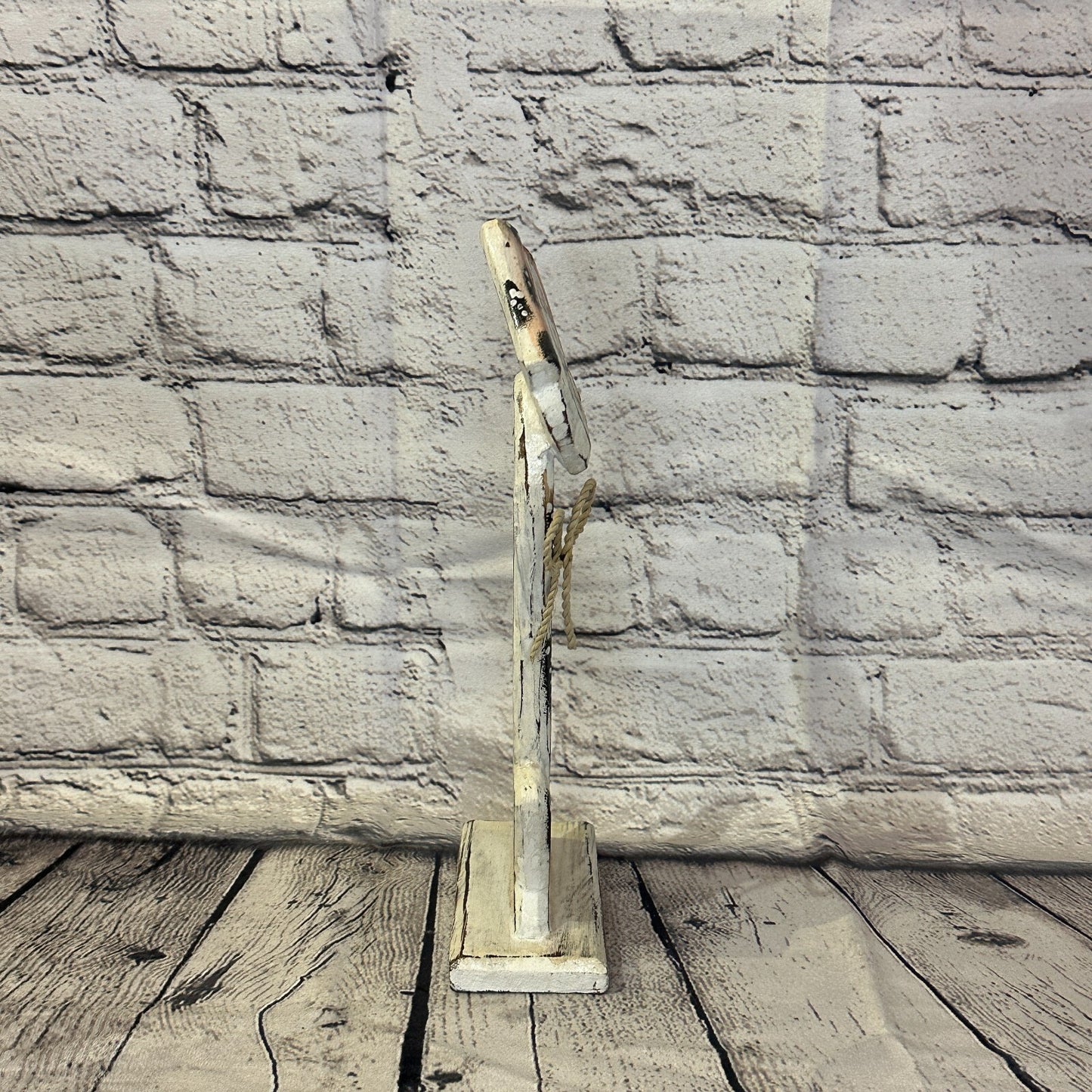 White Wooden Dog Shabby Pattern 30cm x 10cm Handmade and Fairtrade3