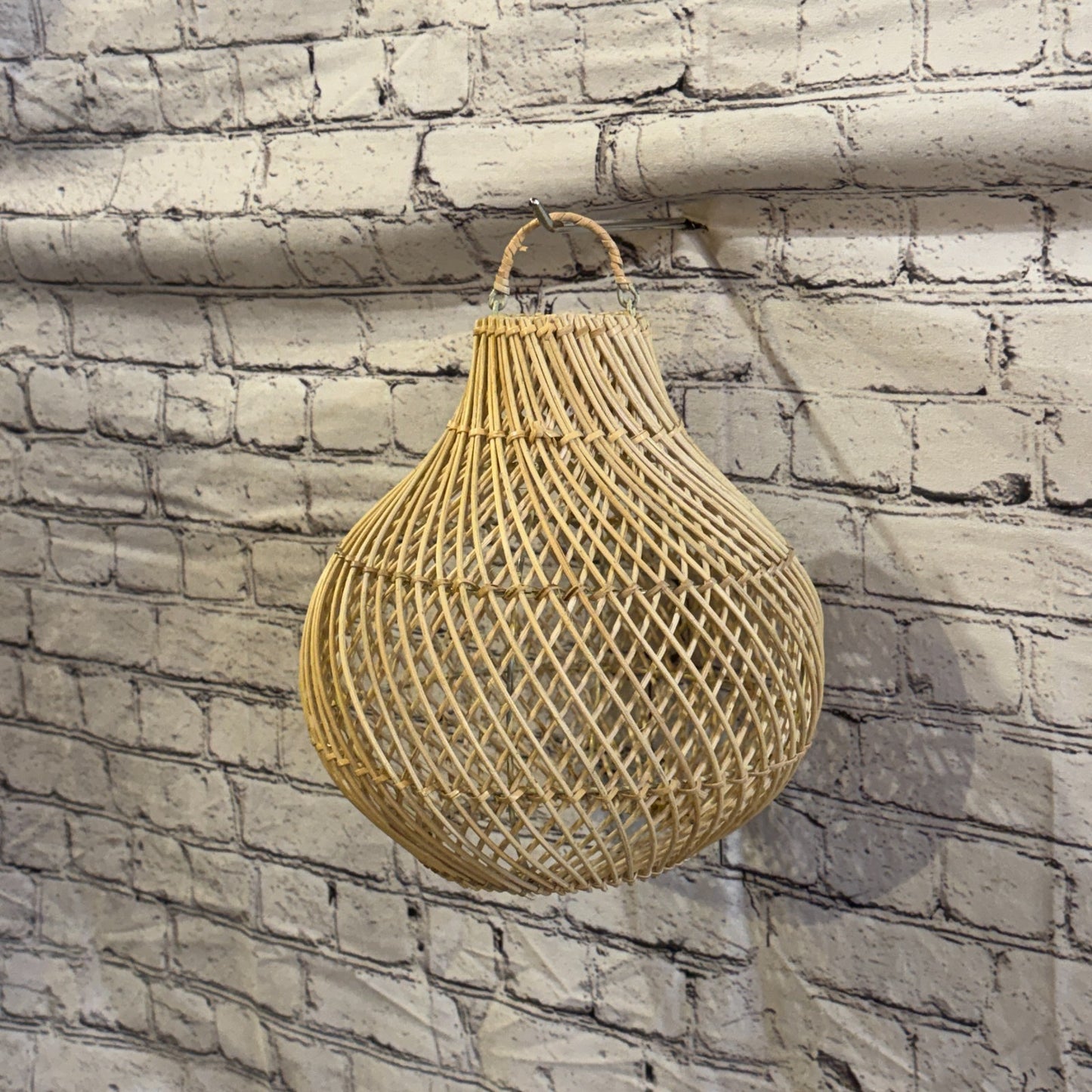 30cm x 25cm Natural Wicker Rattan Ceiling Pendant Light Shade Lampshade LED Bulb1