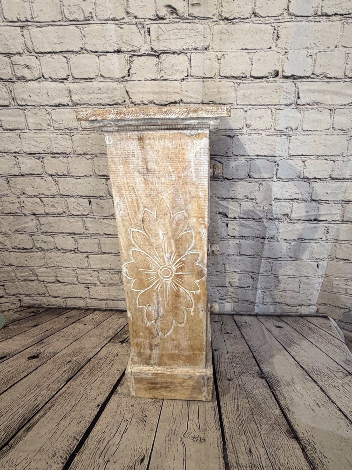 60cm x 25cm White 3 Draw Pillar Wooden Side Cabinet Living Storage Furniture3