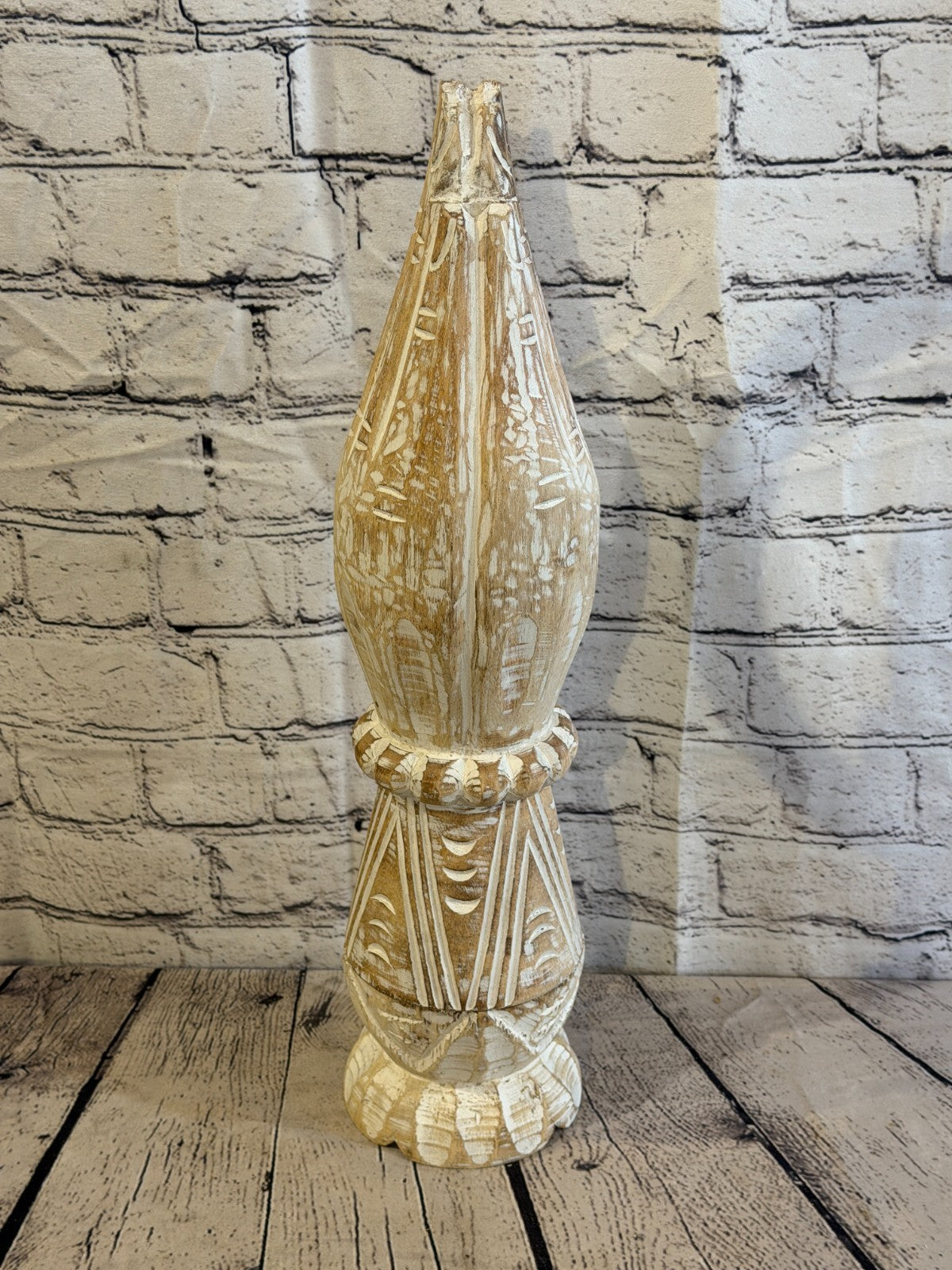 50cm White Wooden Hand Carved Praying Hands Incense Holder Two Parts4