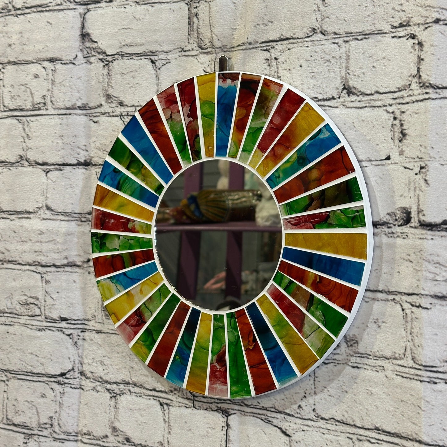 Rainbow White Line Mosaic Tile Wall Mirror 30cm x 30cm 12 Inches Handmade New1