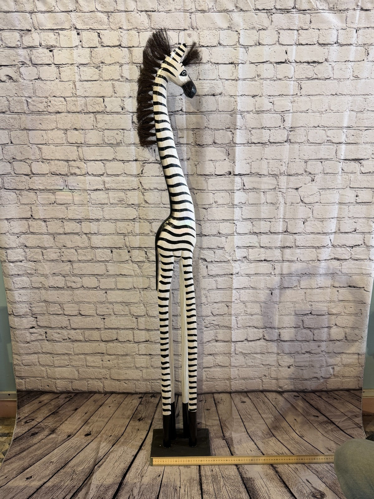 150cm Painted Wooden Zebra Standing Single Carved Solid Wood Zebra Handmade6