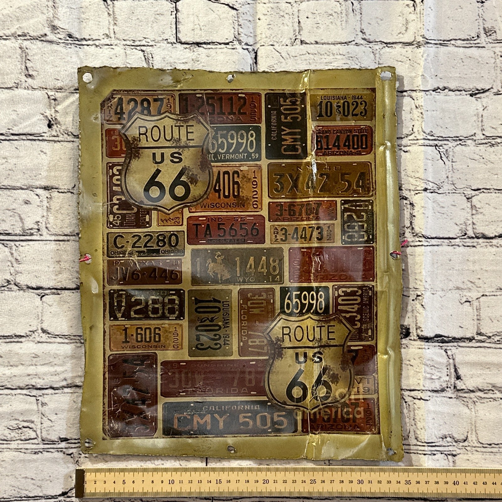 Route 66 Licence Plate Art Advert Wall Plaque 42cm x 36cm Vintage Retro Tin Sign3