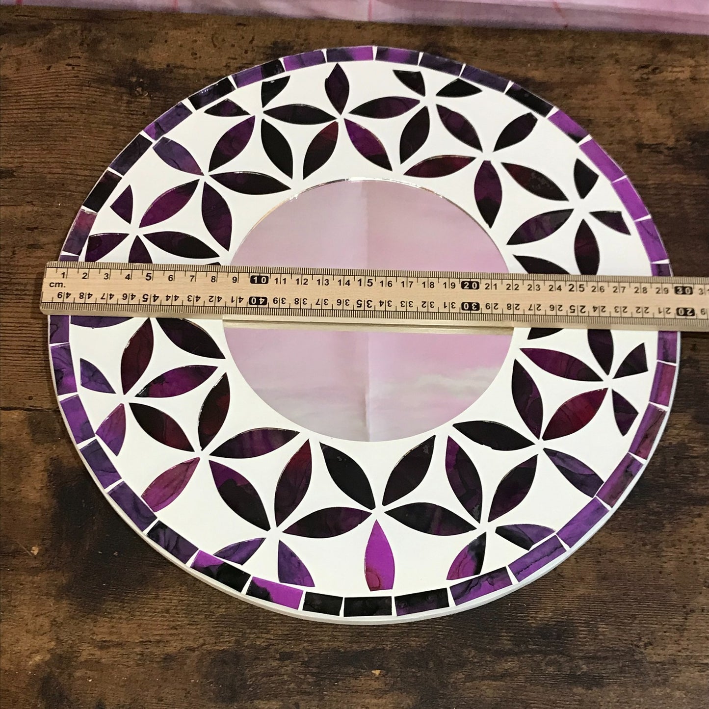 Purple Flower Mosaic Tile Wall Mirror 30cm x 30cm 12 Inches Handmade New3