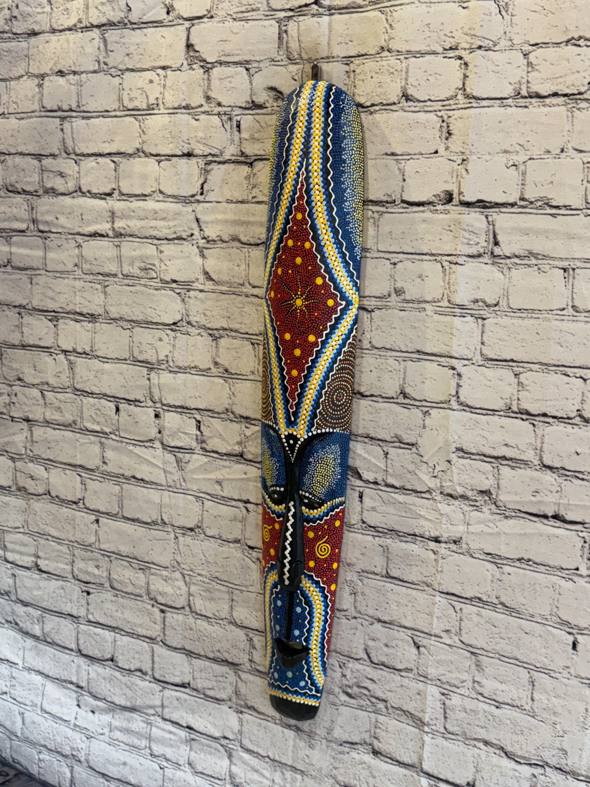 80cm Mask Carved Wooden Dot Painted Ethnic Tribal Tiki Wall Art No 1 New1