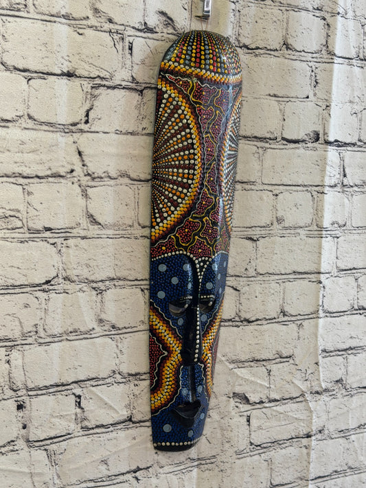 50cm Mask Carved Wooden Dot Painted Ethnic Tribal Tiki Wall Art No 2 New0