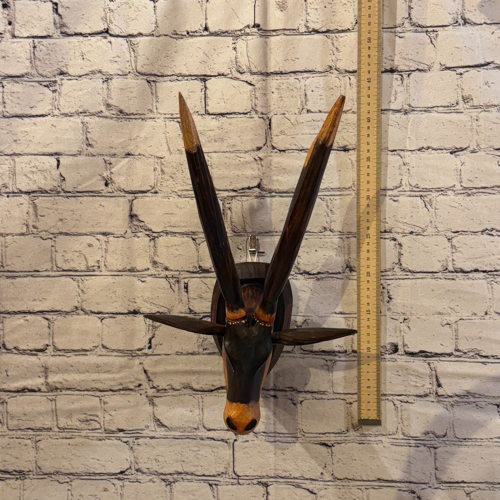 40cm x 25cm Elk Brown Carved Fair Trade Wooden Animal Wall Art Wall Hang Mask4