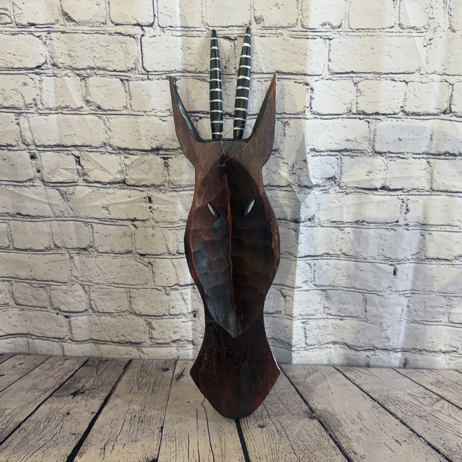 50cm Antelope Hand Carved Fair Trade Wooden Animal Wall Art Wall Hang Mask5
