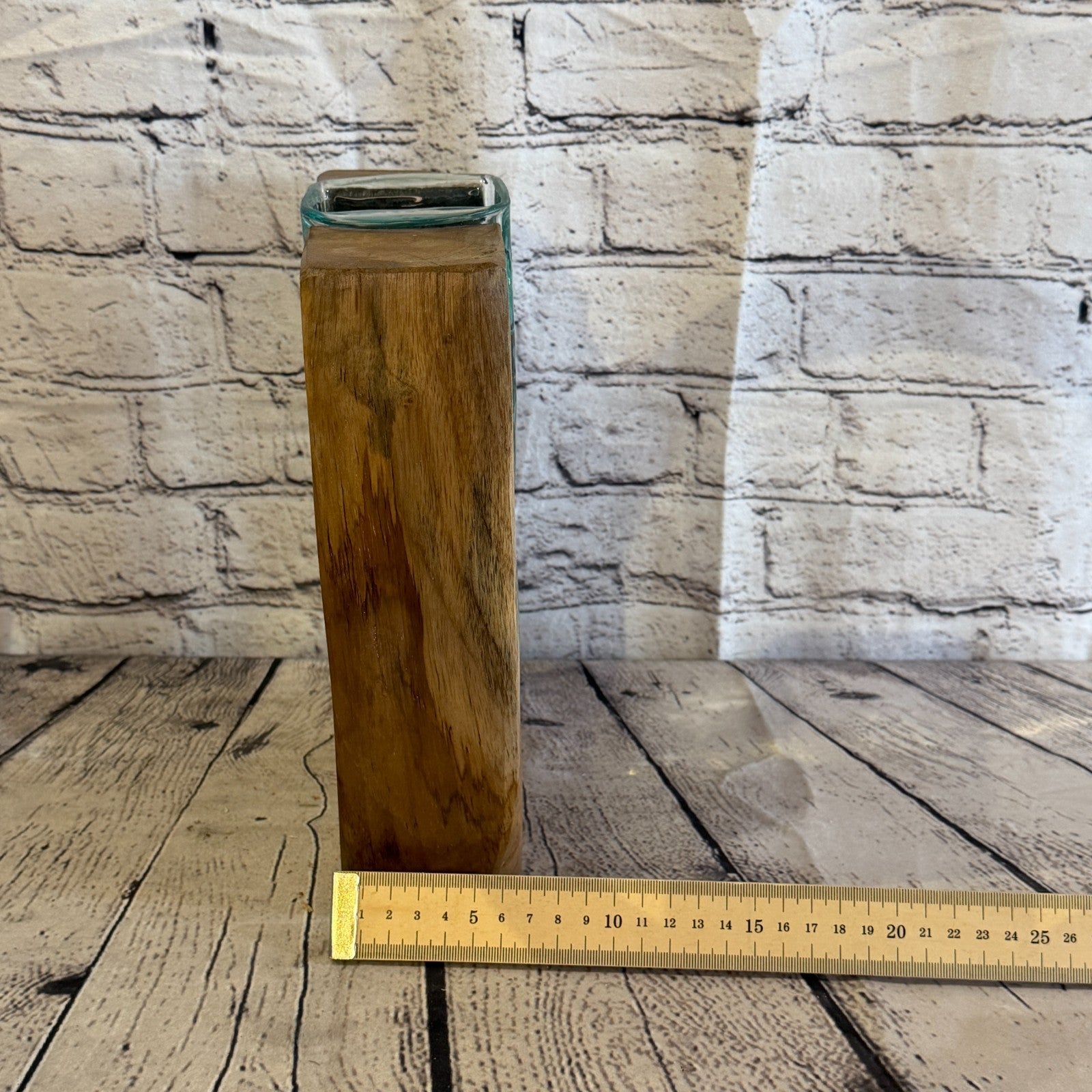25cm Tall Block Vase Colour Melted Glass Wood Decorative Vase Glass Sculpture7