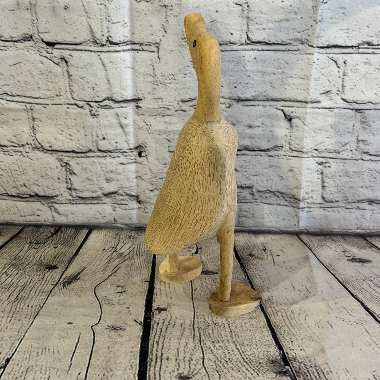 Looking Left 25cm Tall Wooden Smooth Duckling Baby Duck Bamboo Root Fairtrade5