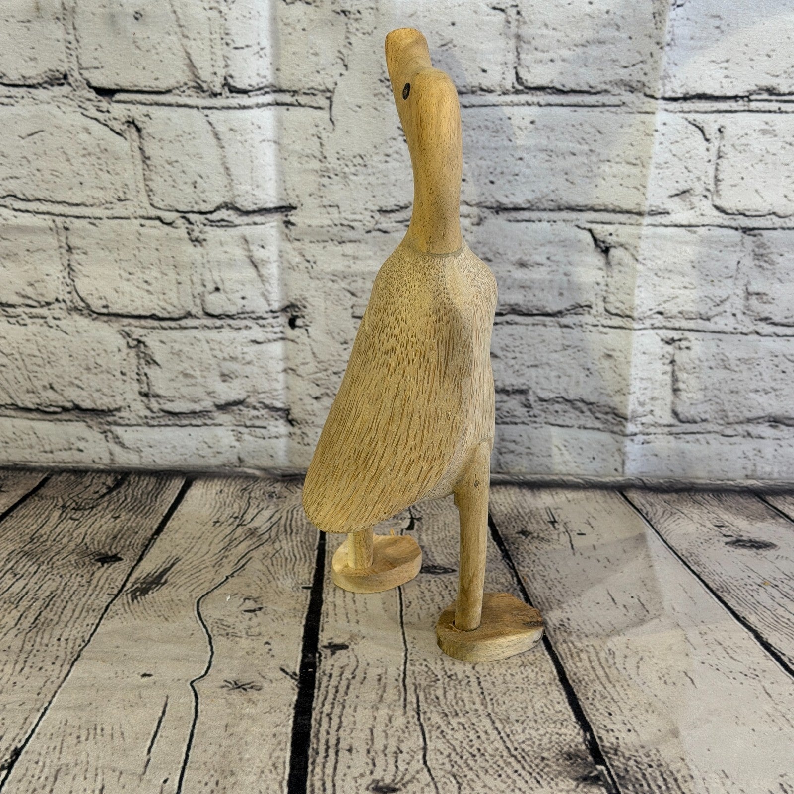 Looking Left 25cm Tall Wooden Smooth Duckling Baby Duck Bamboo Root Fairtrade5