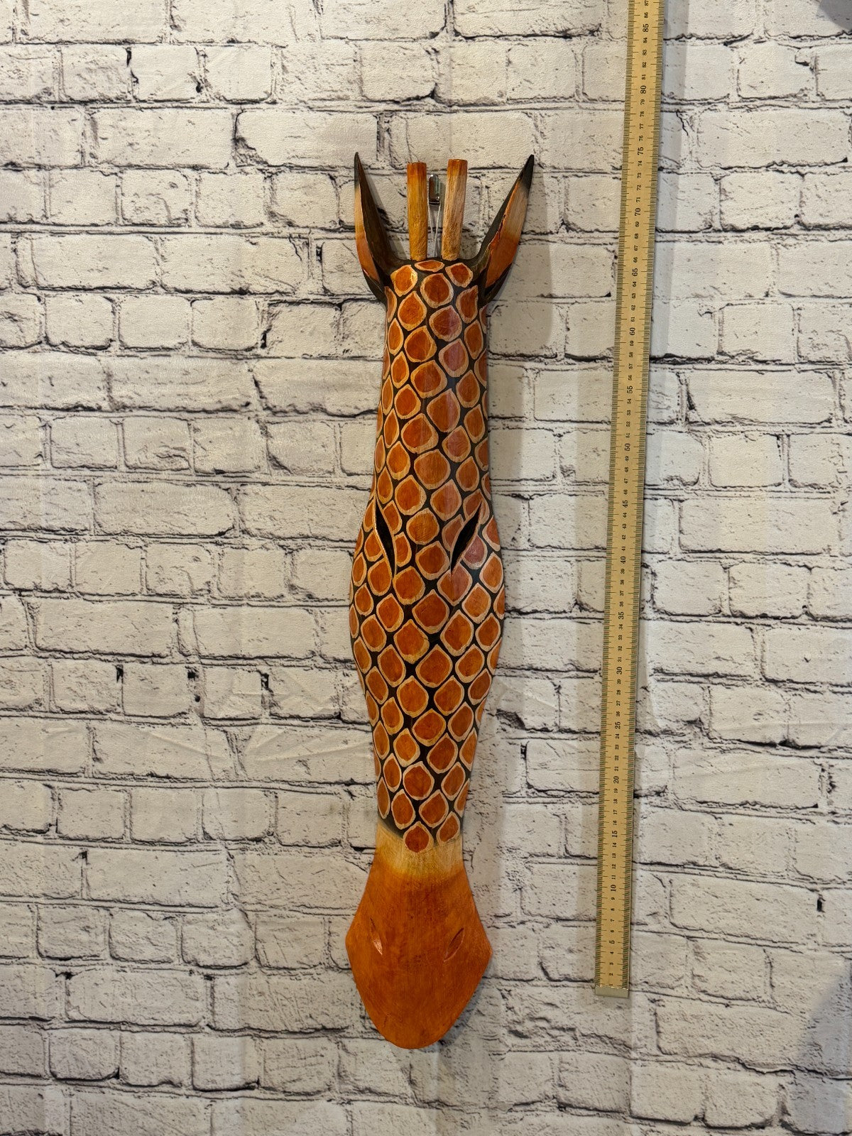 80cm Giraffe Plain Hand Carved Fair Trade Wooden Animal Wall Art Wall Hang Mask4