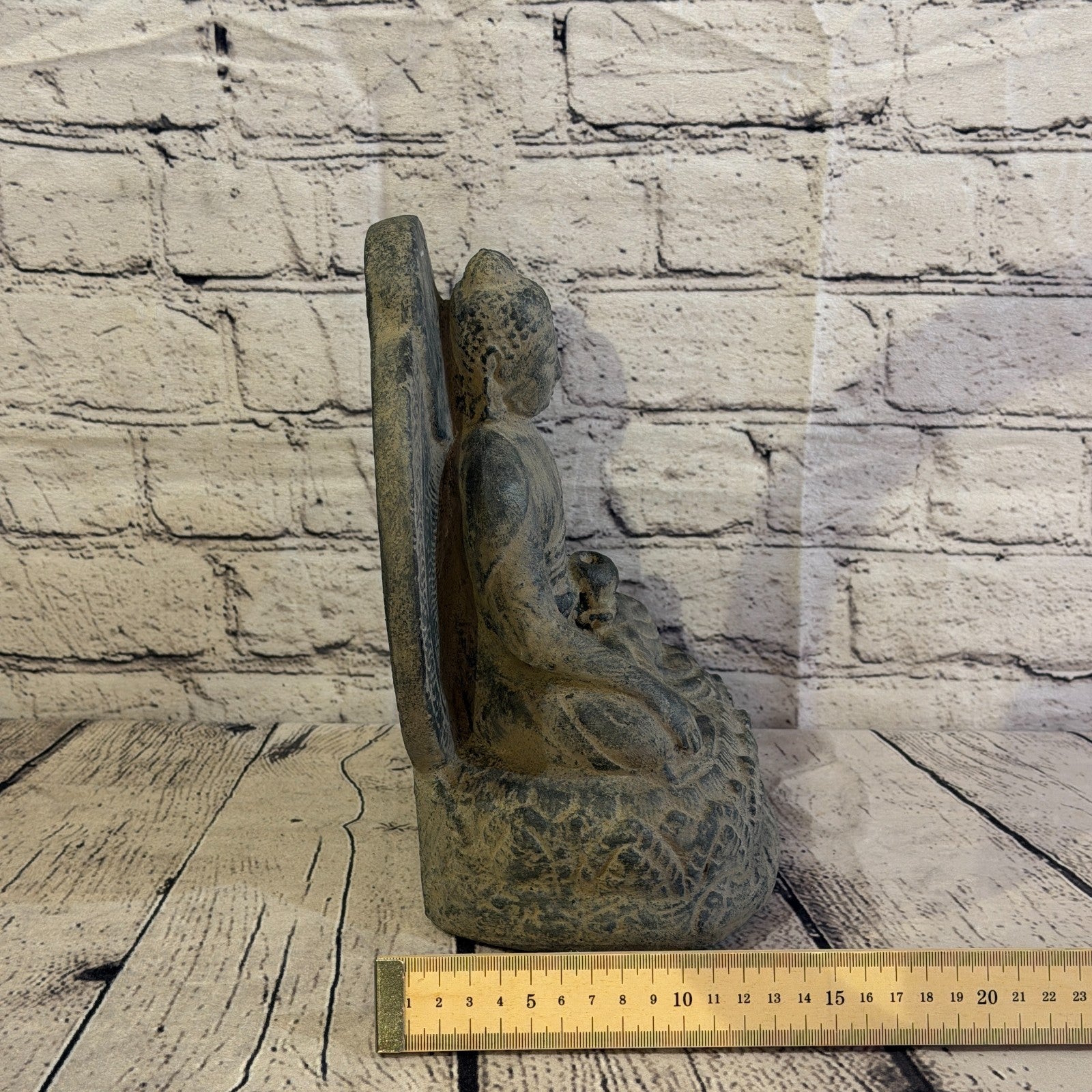 Thai Buddha Sitting Stone Garden 25cm x 20cm Ornament Indoor Statue Hindu7