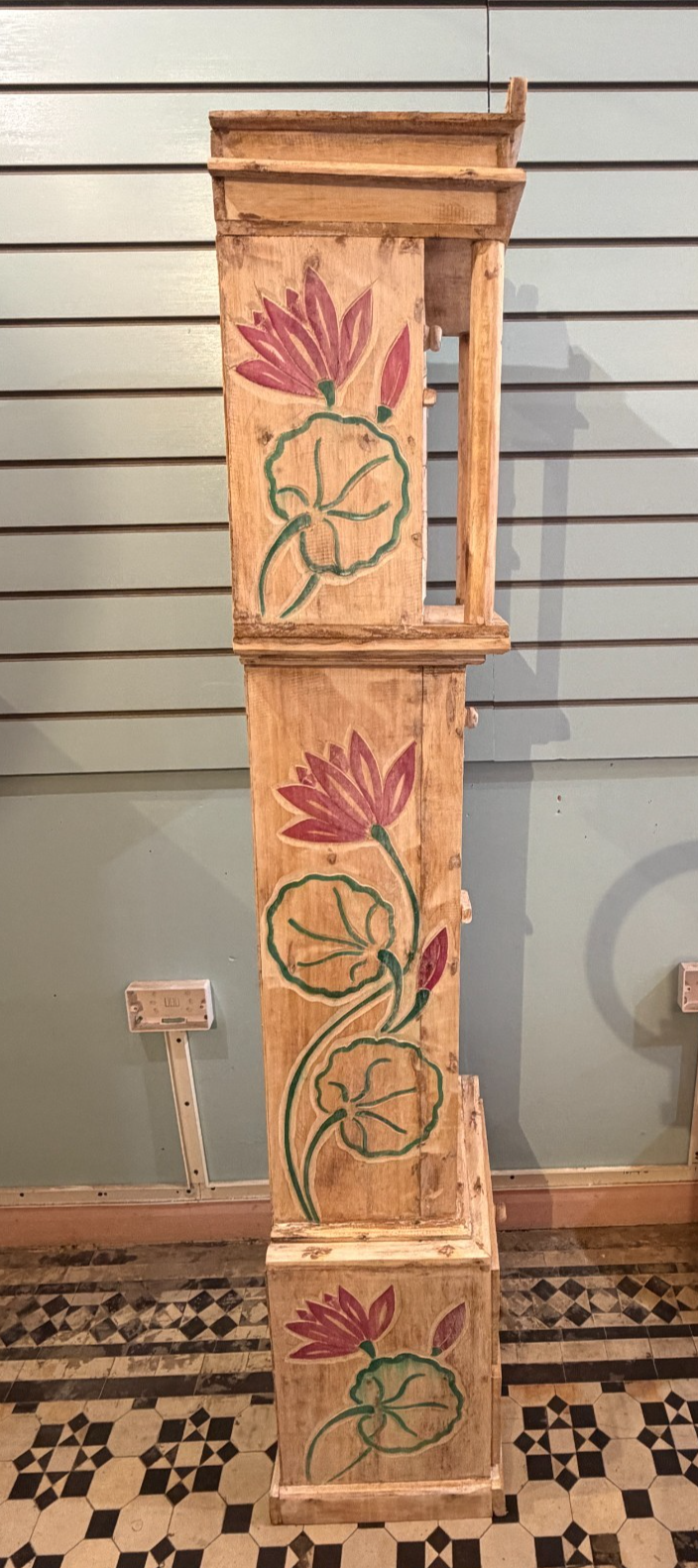 150cm x 40cm x 30cm Flower Clock Shelf Wooden Cabinet Living Storage Furniture3