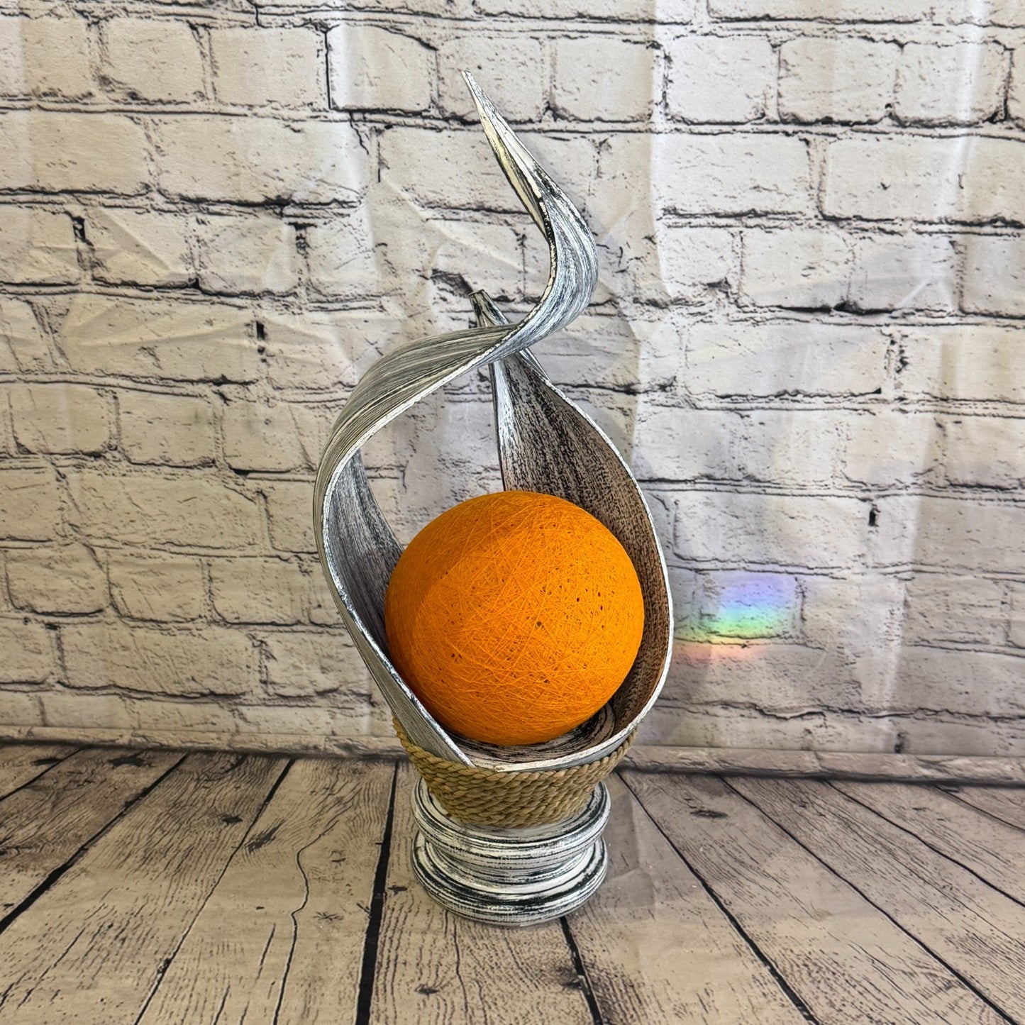 Orange Light Silver Natural 45cm Tall Leaf Lamp Twist LED UK Mains Plug Desig 121