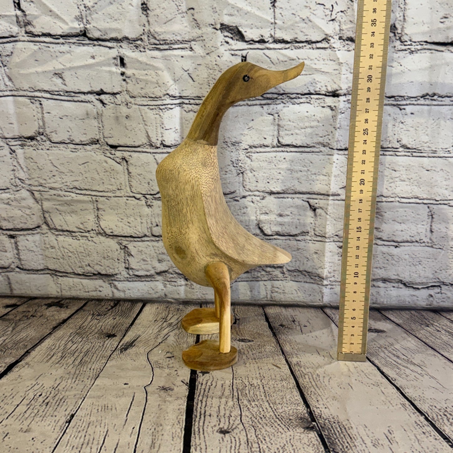 Looking Back 30cm Tall Wooden Smooth Duckling Baby Duck Bamboo Root Fairtrade6