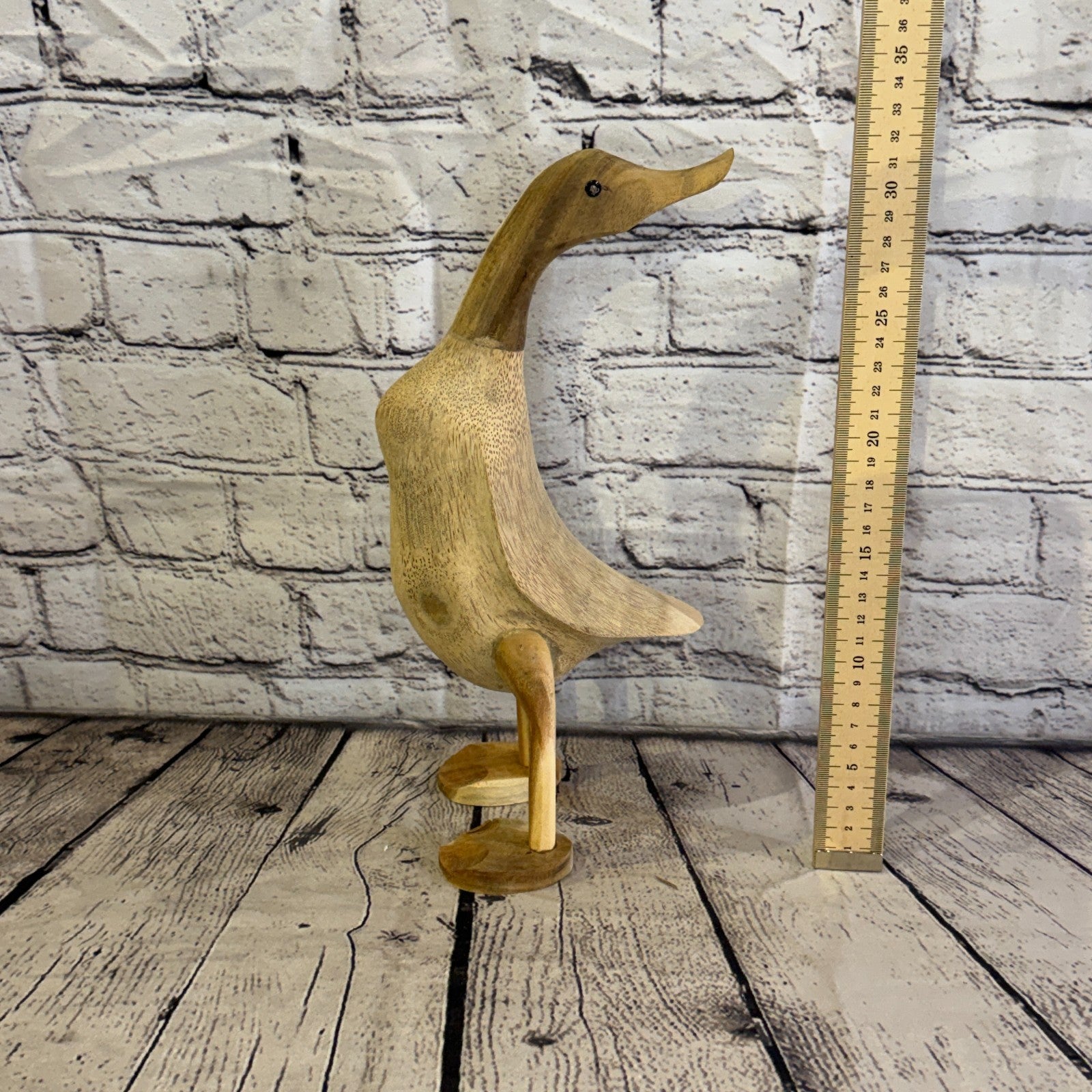 Looking Back 30cm Tall Wooden Smooth Duckling Baby Duck Bamboo Root Fairtrade6