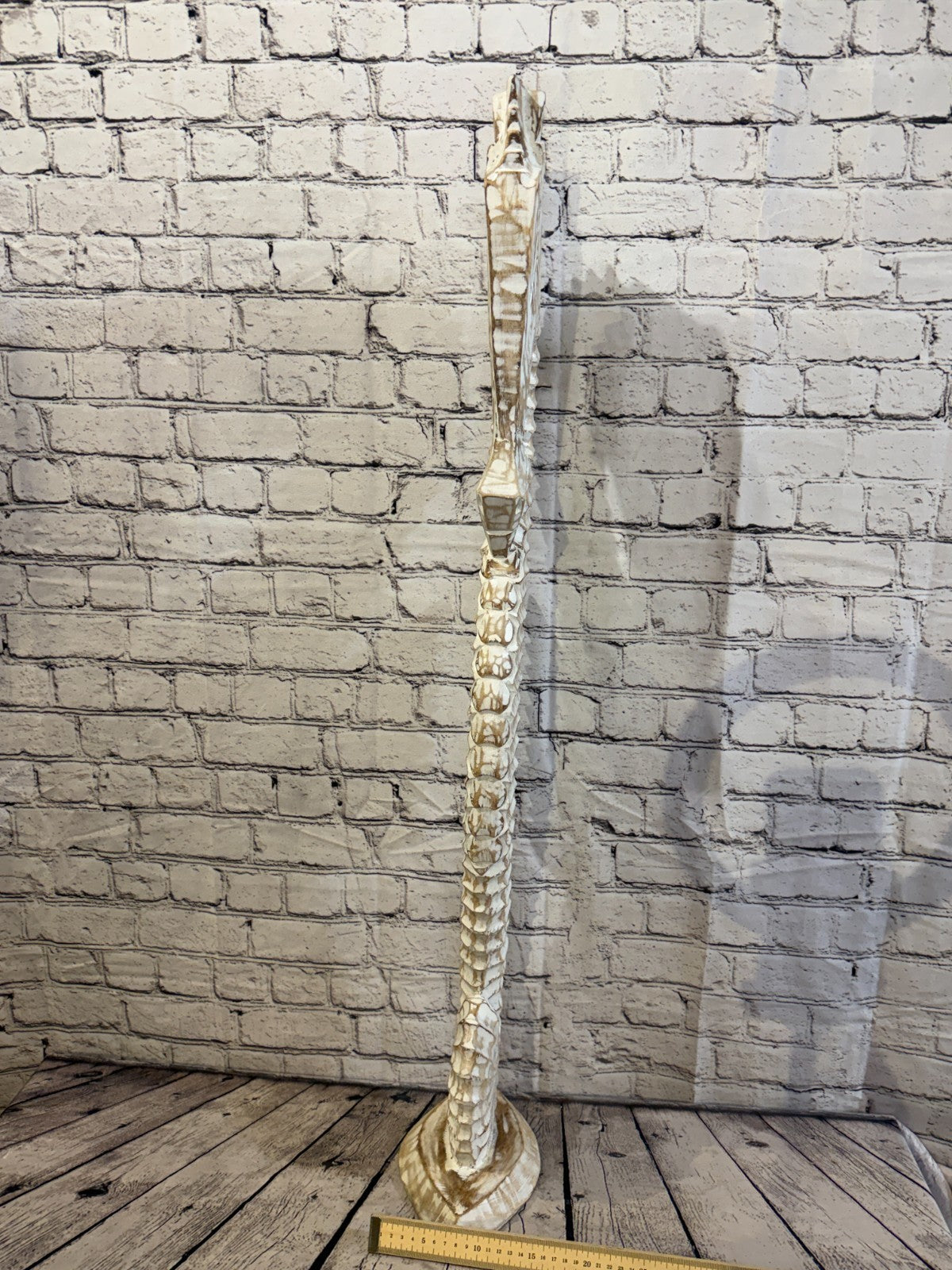 100cm White Wooden Shabby Seahorse Statue Ornament Fair Trade Handcarved7